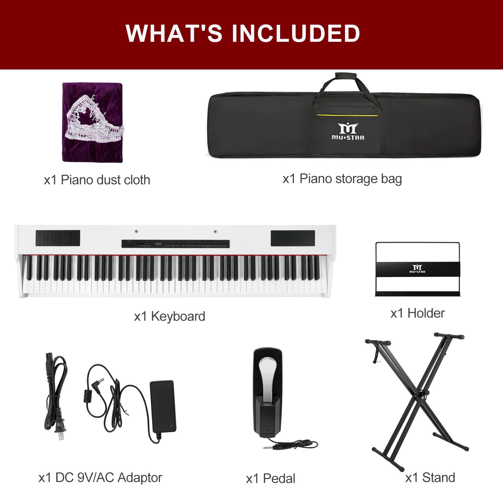 MUSTAR MDP 88 Key Weighted Digital Piano For Kids & Beginners, Gift