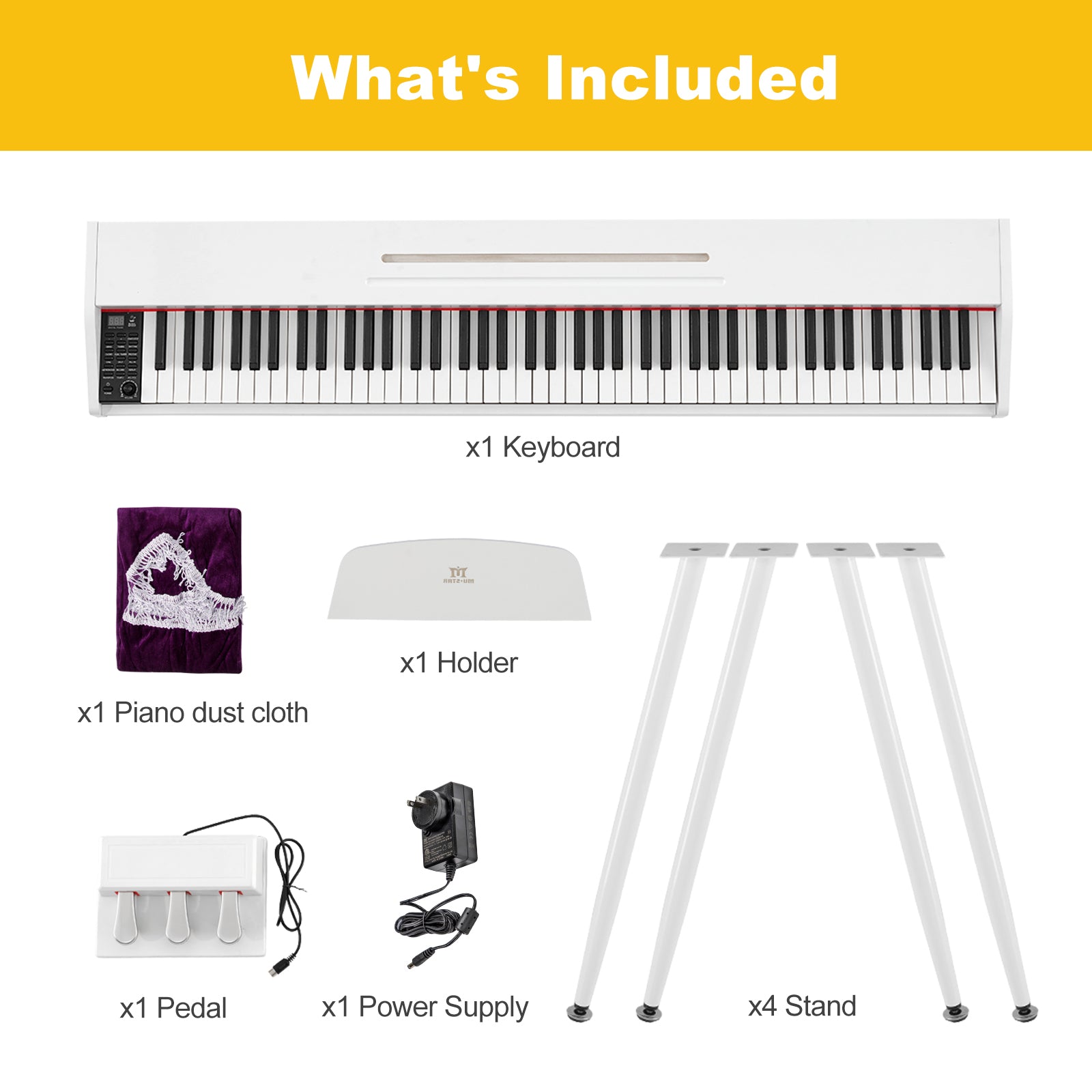 MUSTAR MDP-2200, 88 Semi Weighted Key Digital Piano, Electronic Keyboards, Bluetooth/ MIDI,3 Pedals, 80 demo 600 rhythms 800 tones