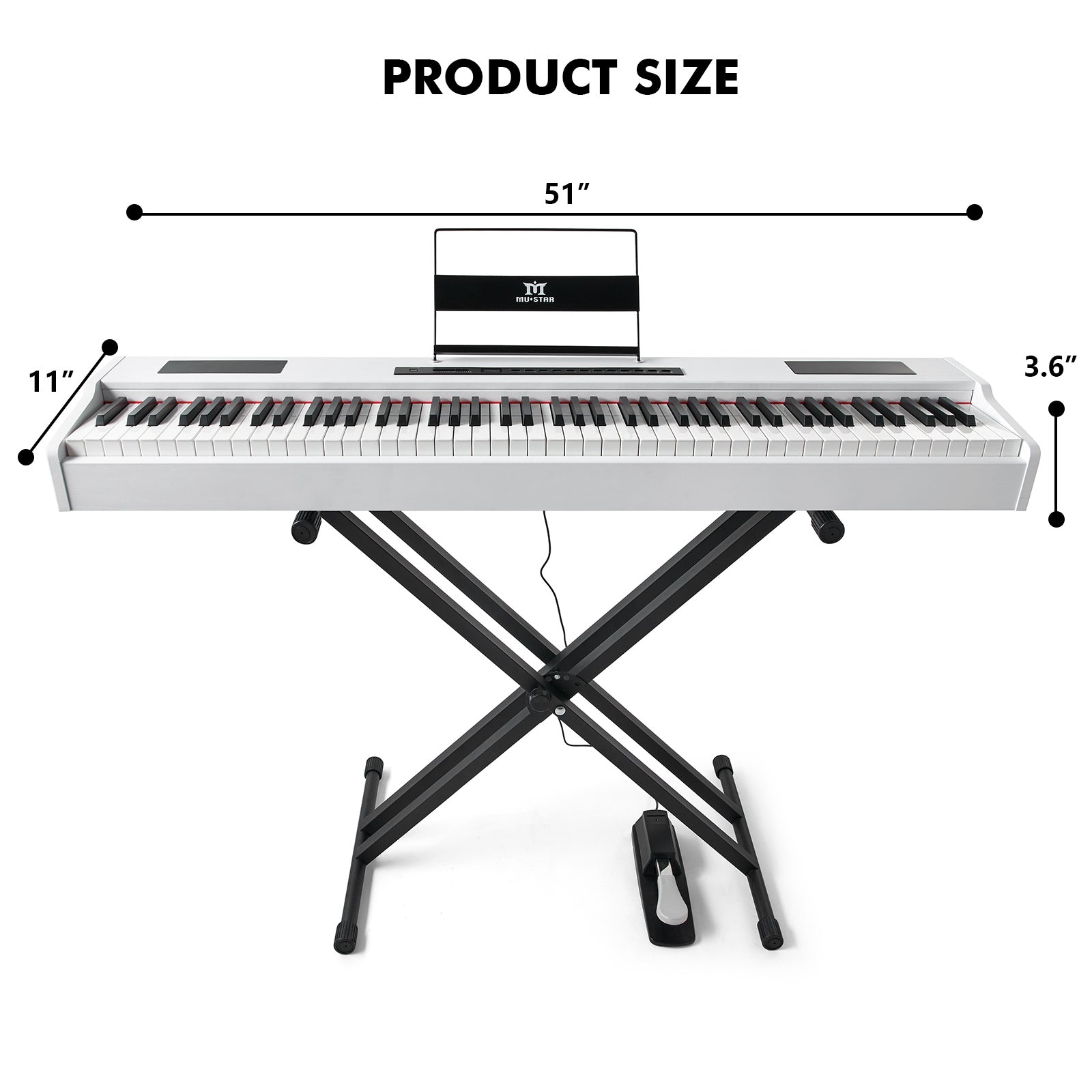 MUSTAR MDP 88 Key Weighted Digital Piano For Kids & Beginners, Gift