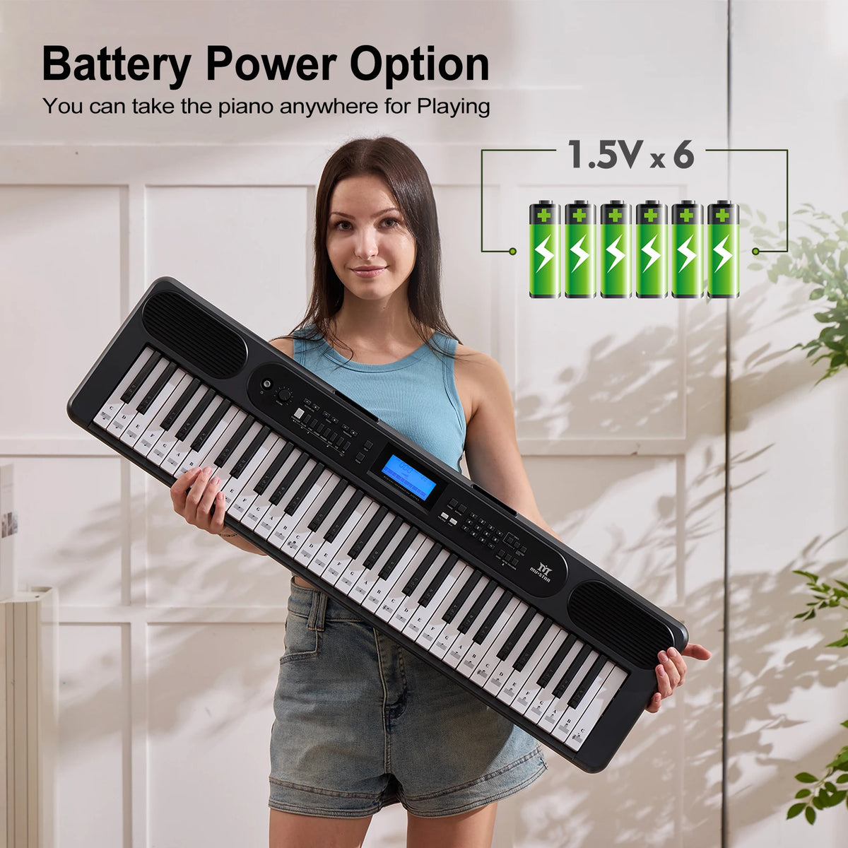 MUSTAR MEK-1200, Smart Piano Keyboard with Lighted Up Keys, 61 Keys Learning Electronic Keyboard, LCD, Gifts