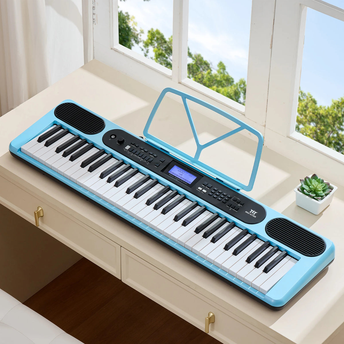 MUSTAR MEK-1200, Smart Piano Keyboard with Lighted Up Keys, 61 Keys Learning Electronic Keyboard, LCD, Gifts