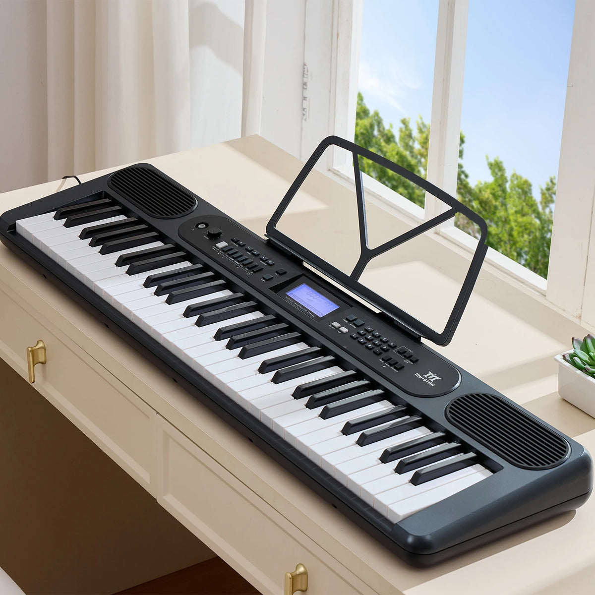MUSTAR MEK-1200, Smart Piano Keyboard with Lighted Up Keys, 61 Keys Learning Electronic Keyboard, LCD, Gifts