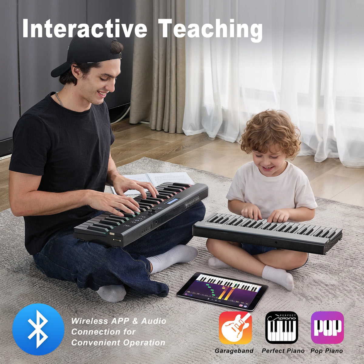 MUSTAR MEP-4000, Portable Smart Piano Keyboard, 88 Keys Rainbow Light, Magnetic Split, Sustain Pedal