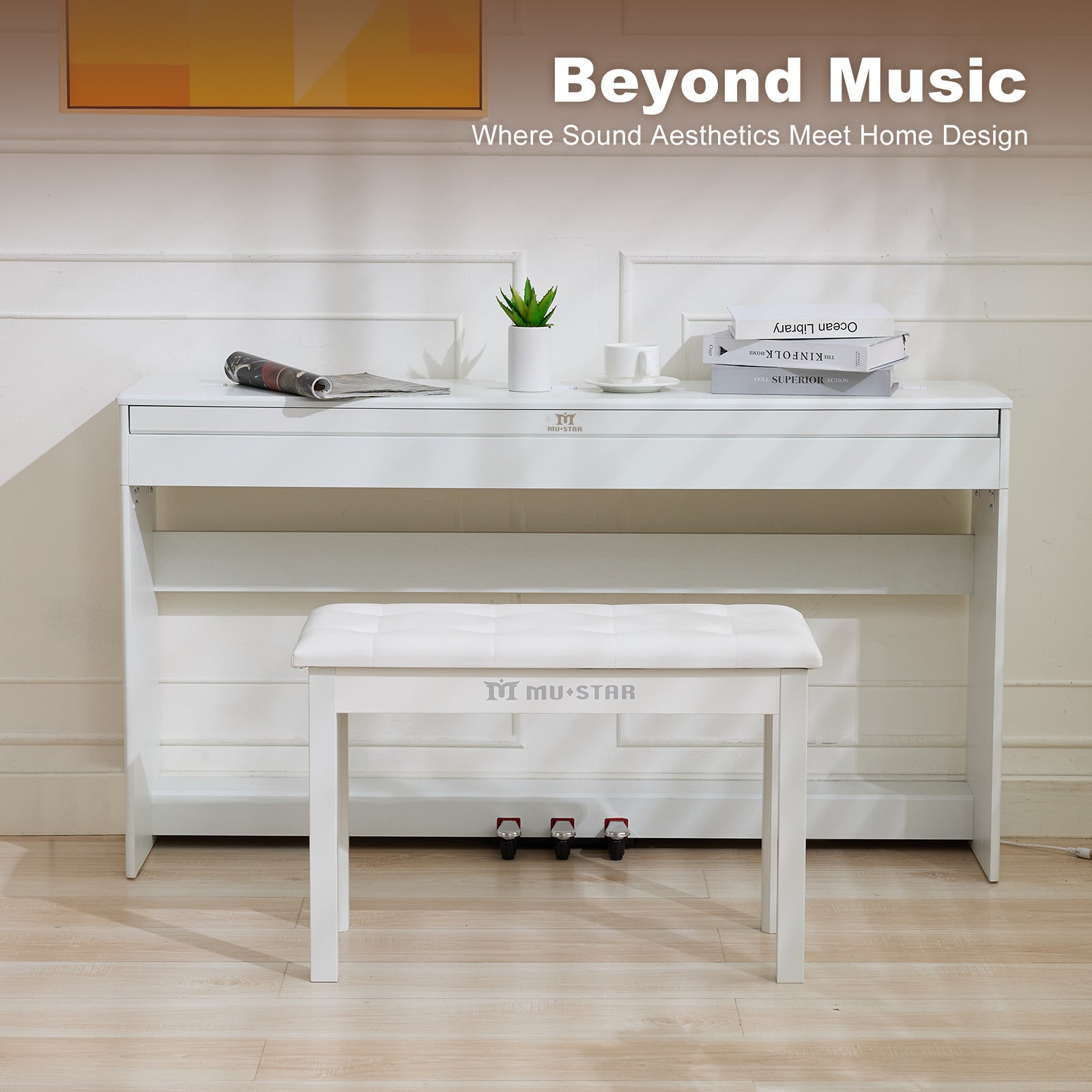 MUSTAR MDP-3300, 88 keys Upright Digital Piano, Fully Weighted Keyboard Piano, FSC Wooden Electronic Keyboards for Beginners