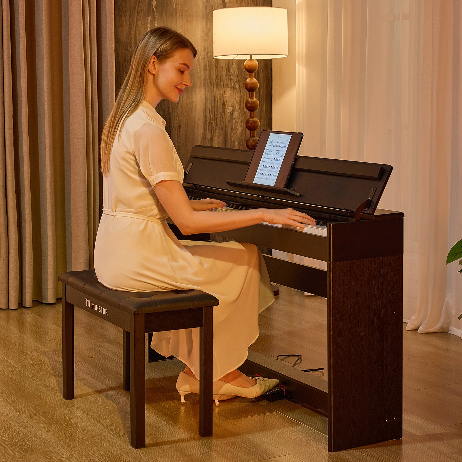 MUSTAR MDP-3300, 88 keys Upright Digital Piano, Fully Weighted Keyboard Piano, FSC Wooden Electronic Keyboards for Beginners