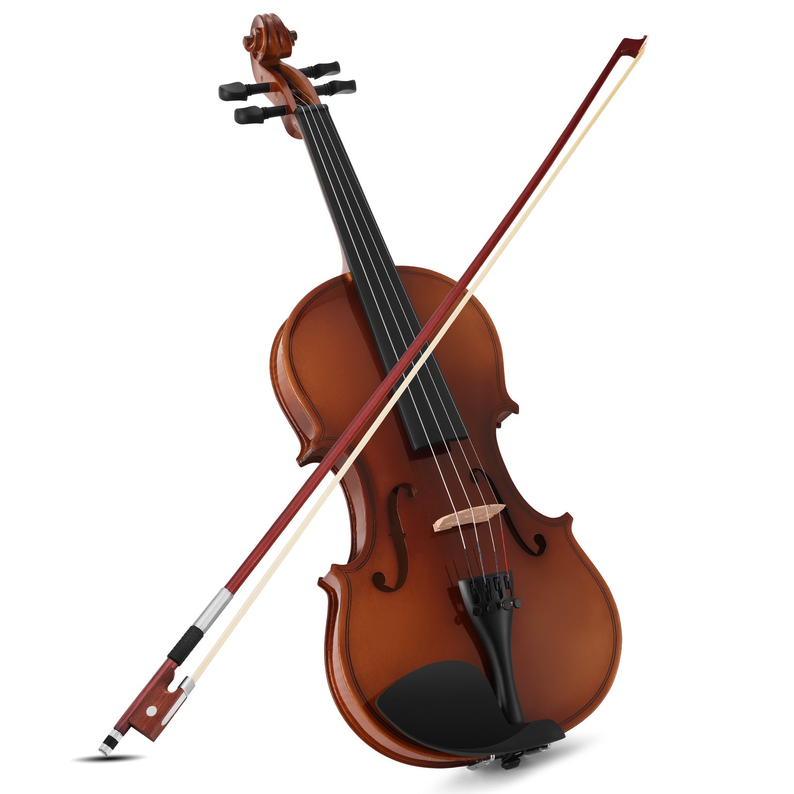 MUSTAR V200, 4/4 Violin for Beginners, Matte Dark-brown, Full Set with Bow, Rosins, Hard Case, Mute, Fingerboard Stickers, Shoulder Rest