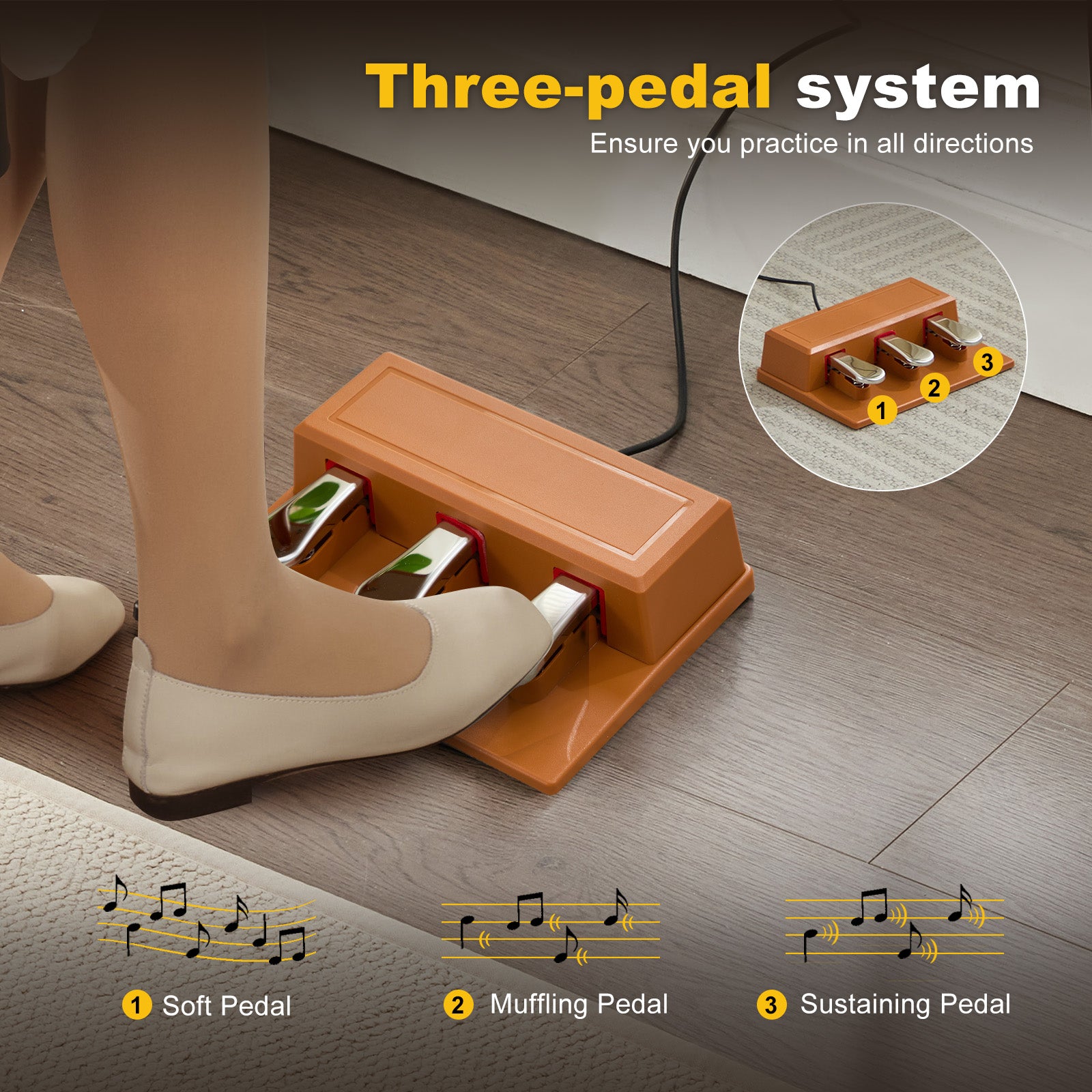 MUSTAR MEP-2300, 88 Semi Weighted Key Digital Piano, Electronic Keyboards, Bluetooth/ MIDI,3 Pedals, 80 demo 600 rhythms 800 tones