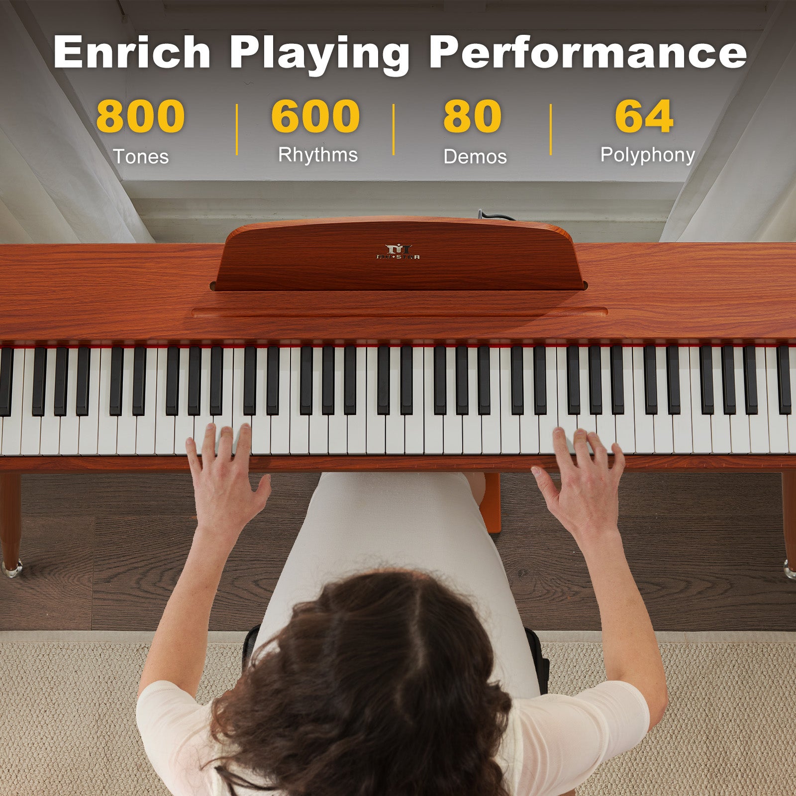 MUSTAR MDP-2300, 88 Semi Weighted Key Digital Piano, Electronic Keyboards, Bluetooth/ MIDI,3 Pedals, 80 demo 600 rhythms 800 tones