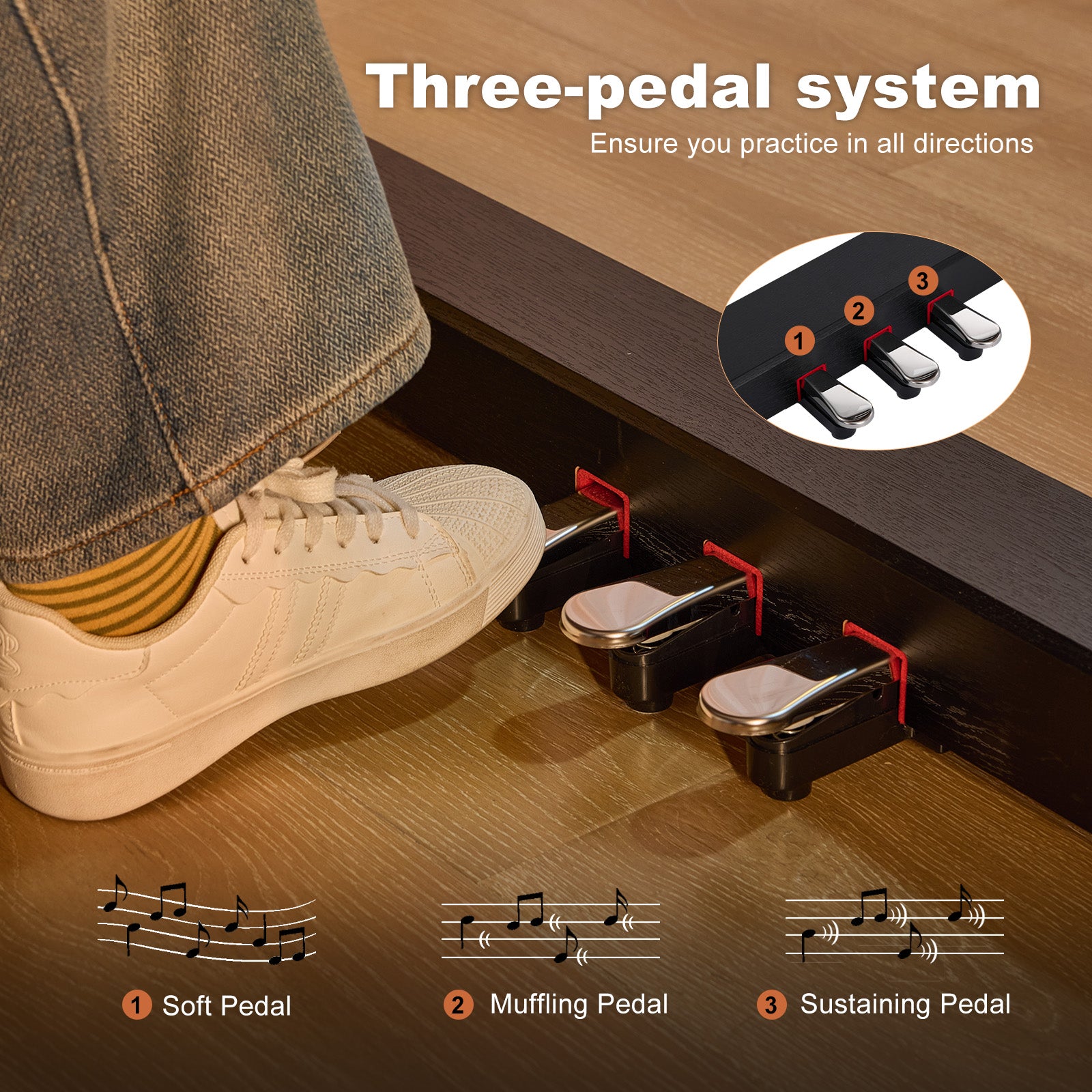 MUSTAR MDP-3300, 88 keys Upright Digital Piano, Fully Weighted Keyboard Piano, FSC Wooden Electronic Keyboards for Beginners