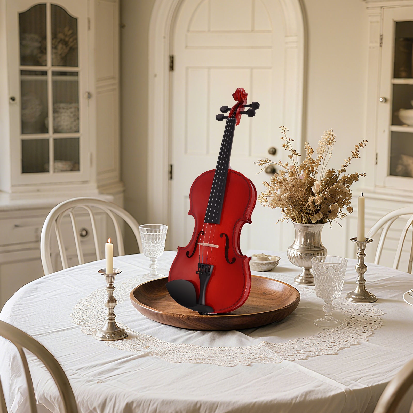 MUSTAR V100, 4/4 Violin for Beginners, Red-brown, Full Set with Bow, Rosins, Hard Case, Mute, Fingerboard Stickers, Shoulder Rest