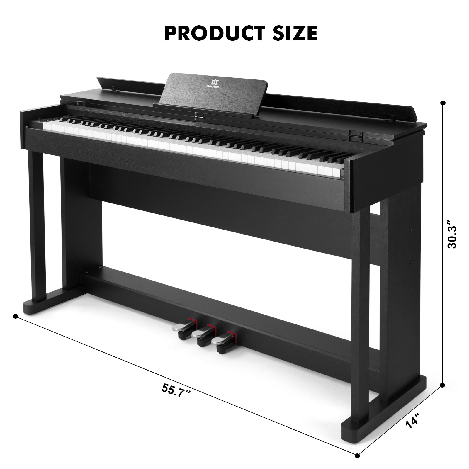 MUSTAR MDP-2700, 88 Key Weighted Wooden Upright Digital Piano, Hammer Action