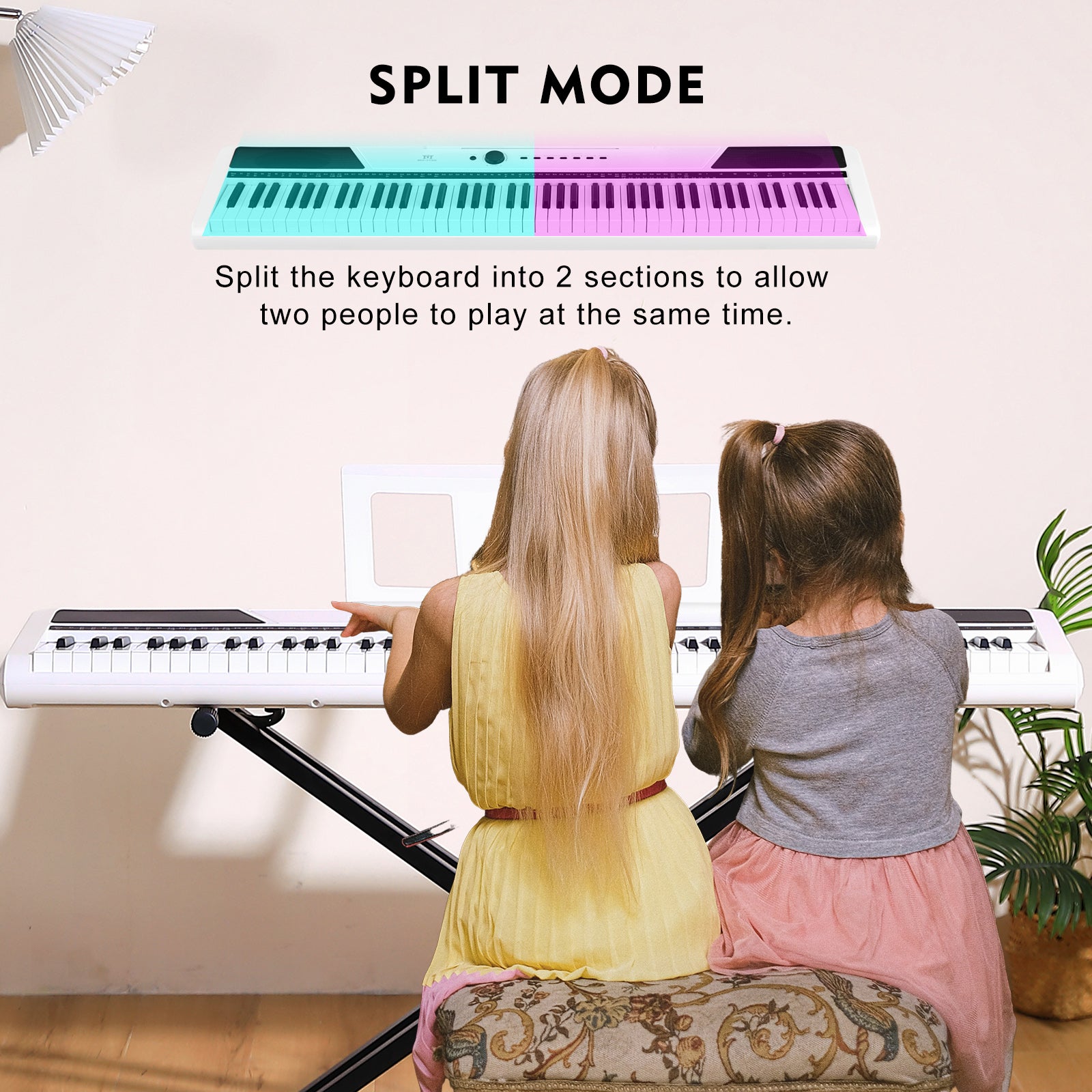 MUSTAR MEP-1400, 88 keys Digital Piano, Semi Weighted Keyboard Piano, Electronic Keyboards for Beginners, Sustain Pedal, USB/MIDI/Bluetooth, ABS, 128 Rhythms, 2 built-in 25W Stereo Speakers, White