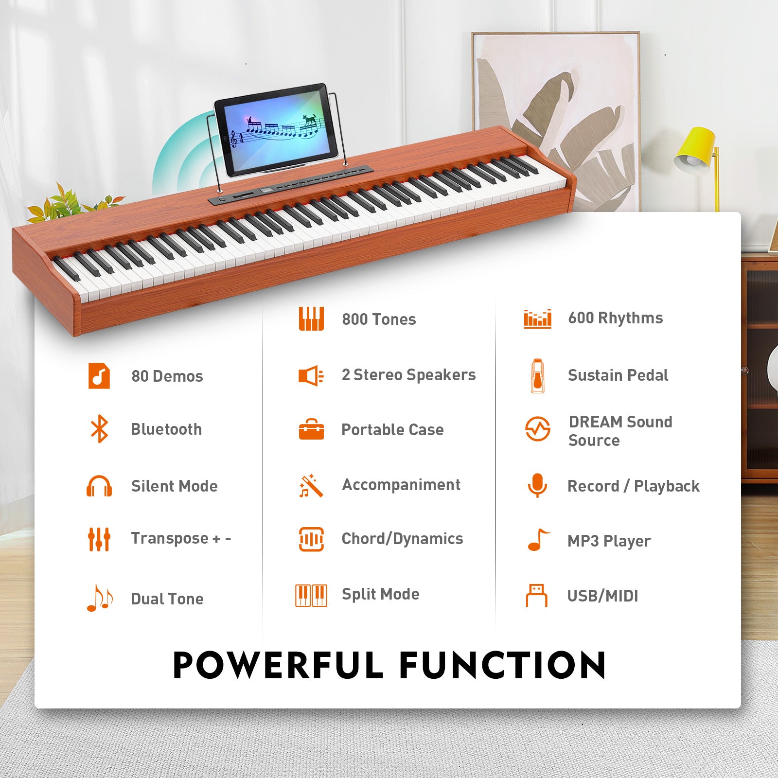MUSTAR MEP900, Best Beginner Keyboard Piano, Digital Piano 88 Key Keyboard, Portable & Bluetooth Enabled for Kids & Adults