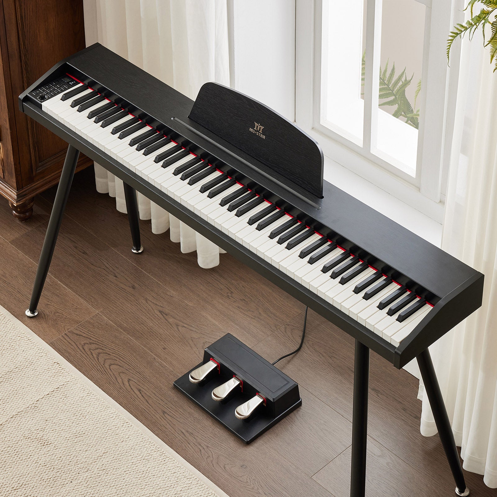 MUSTAR MDP-2100, 88 Semi Weighted Key Digital Piano, Electronic Keyboards, Bluetooth/ MIDI,3 Pedals, 80 demo 600 rhythms 800 tones