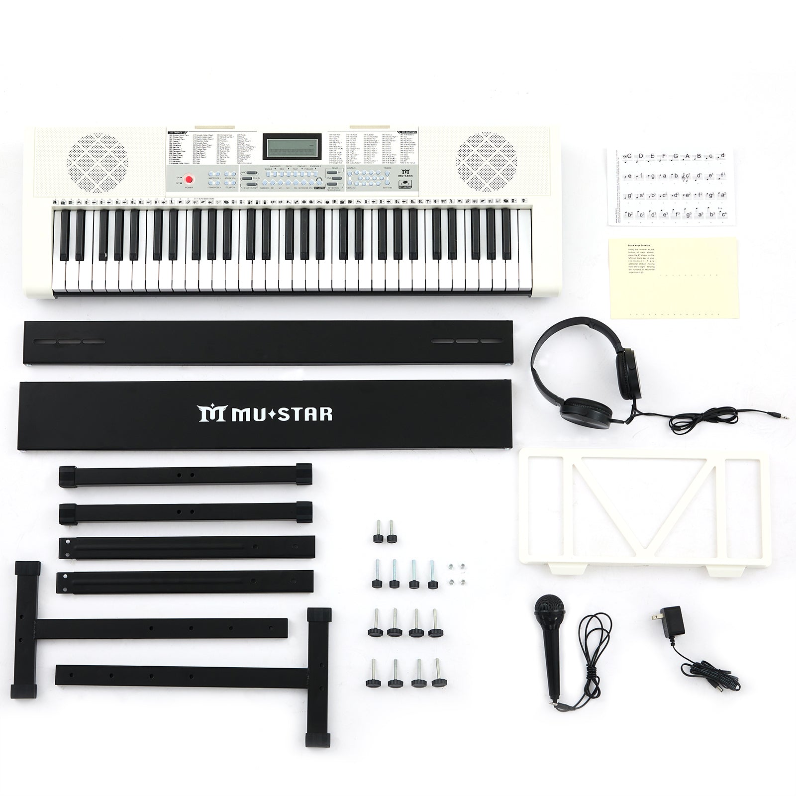 MUSTAR MEKS-900,  61 Key Learning Piano Keyboard, With Lighted Up Keys, For Beginners, White