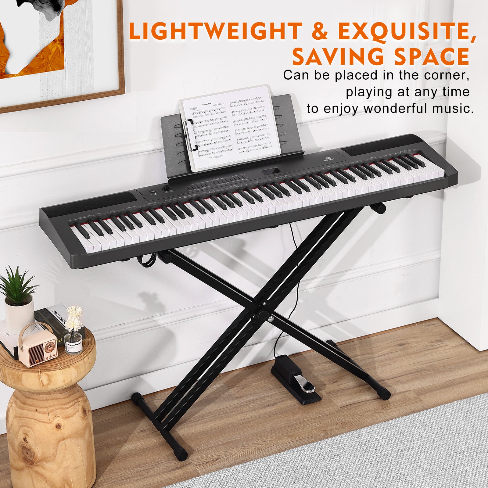 MUSTAR MEP-1800, Digital Piano 88 Keys Electronic Keyboards, Semi Weighted Electric Piano, Lighted up Keys, Sustain Pedal