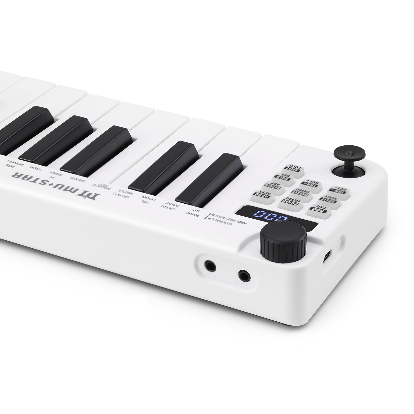 Mustar MM-100, Mini MIDI Keyboard, 25 Key MIDI Controller for Beginner with Dual-Channel Keyboard, Knob, Joystick, Built-in MIDI Clock, LED Display