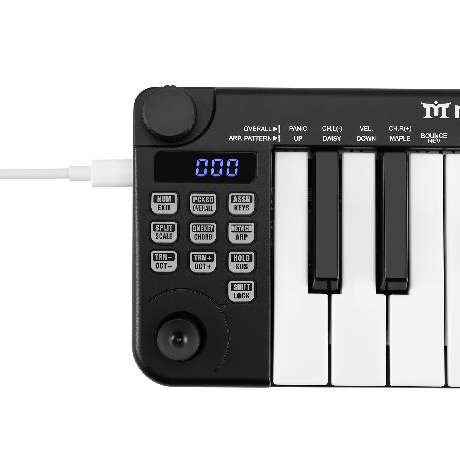 Mustar MM-100, Mini MIDI Keyboard, 25 Key MIDI Controller for Beginner with Dual-Channel Keyboard, Knob, Joystick, Built-in MIDI Clock, LED Display