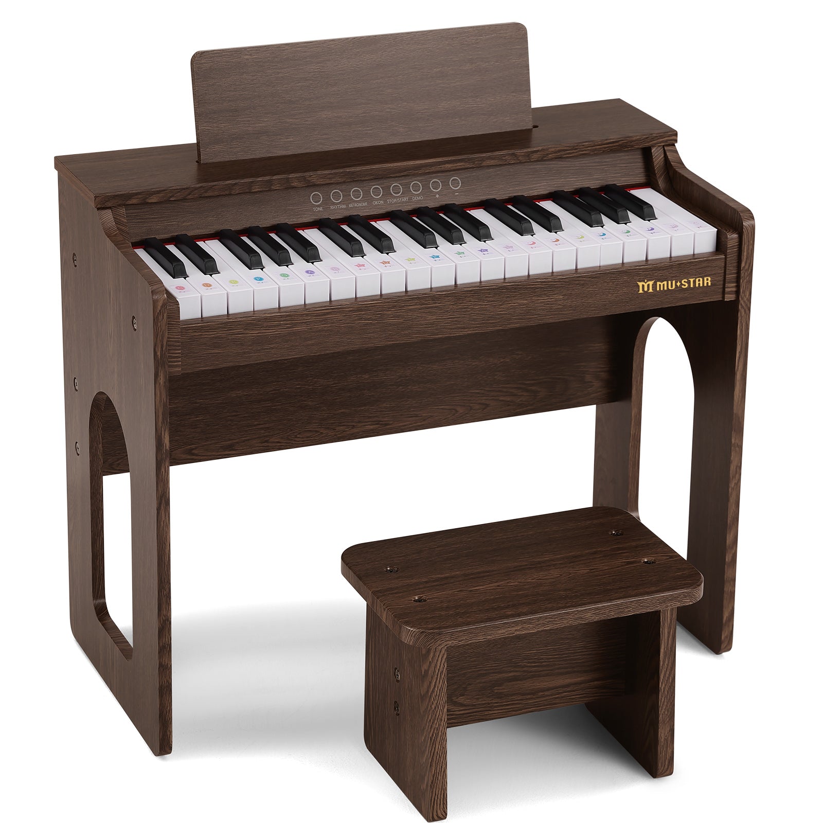 MUSTAR MT-500, 37 Keys Kids Piano Keyboard, Wooden Music Toy Instrument, Early Educational Musical Learning, Stool, 3Y+