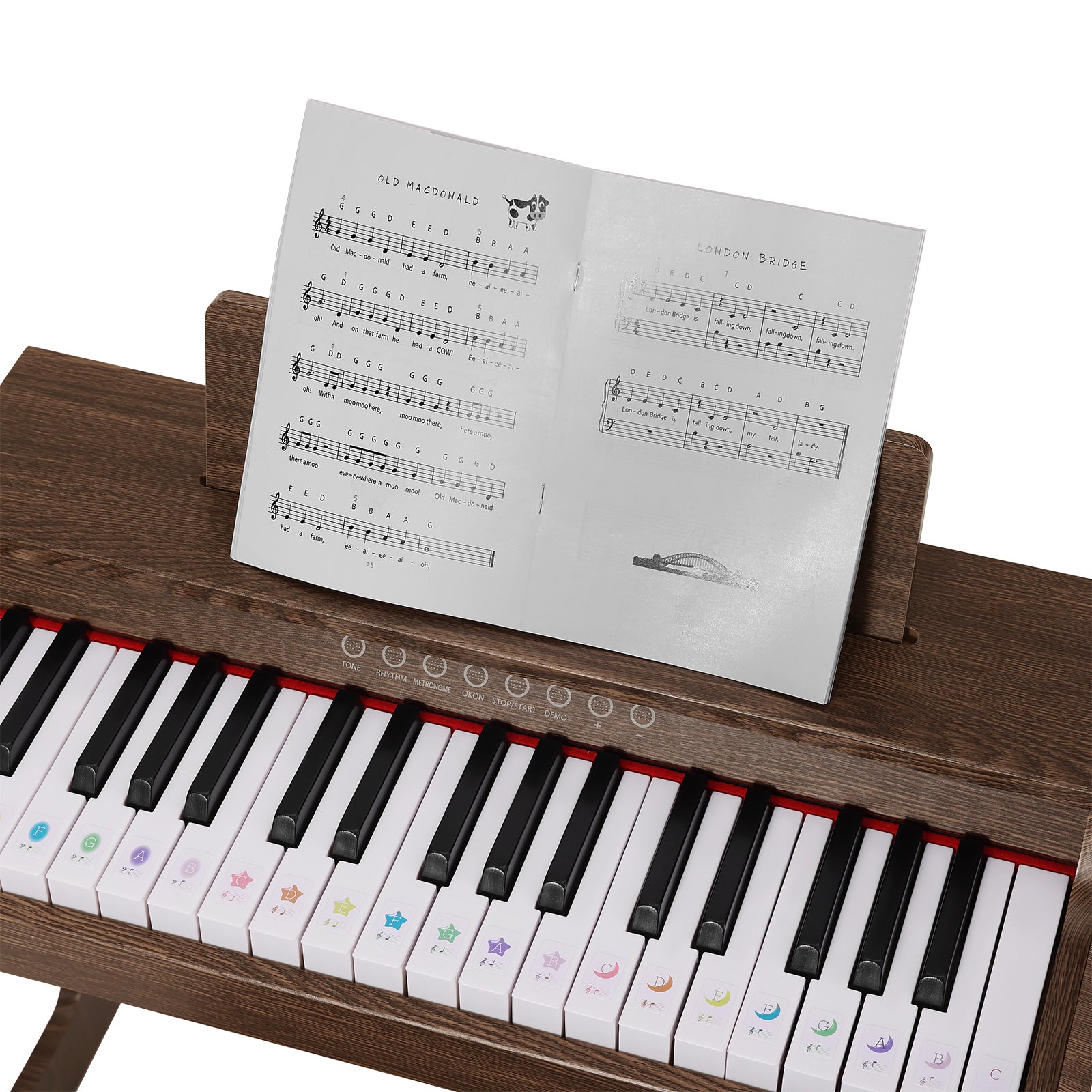 MUSTAR MT-500, 37 Keys Kids Piano Keyboard, Wooden Music Toy Instrument, Early Educational Musical Learning, Stool, 3Y+