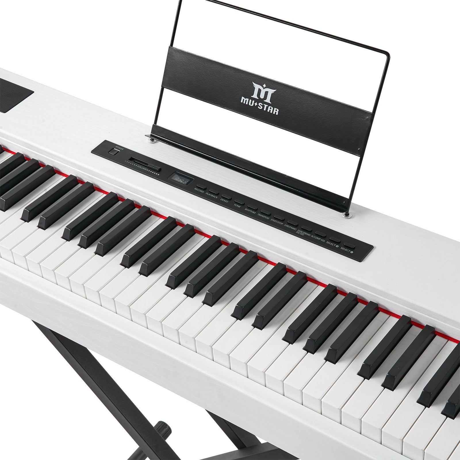 88 Key Weighted Digital Piano, MUSTAR MDP-1300,  Wooden Electronic Keyboards, Hammer Action, Bluetooth Connection, MIDI, Sustain Pedal, 80 demo 600 rhythms 800 tones, 2×20W stereo speakers, White