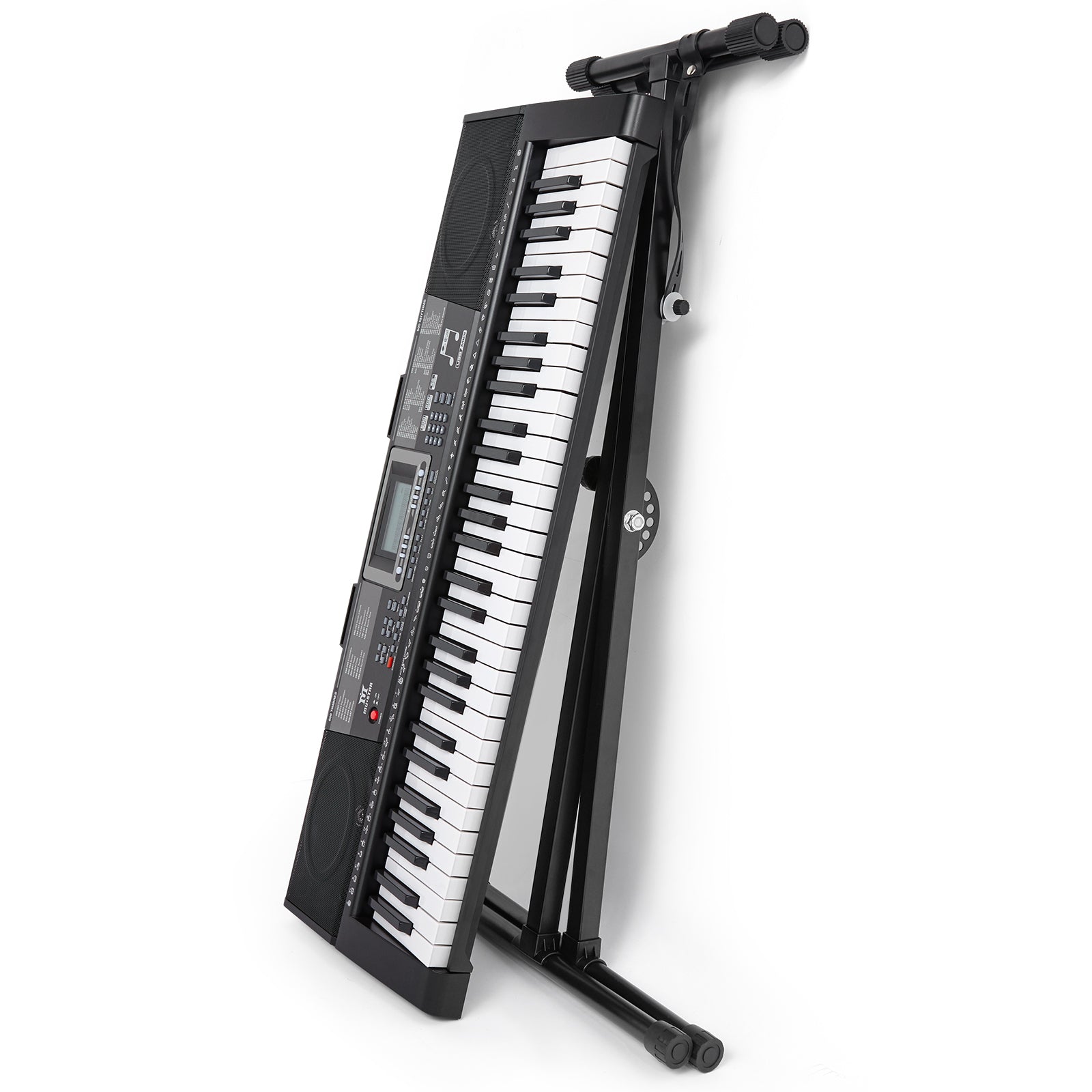 MUSTAR 61 Key Electric Piano with Stand, Touch Sensitive Keys, Headphones,  Microphone, MP3, LCD Screen