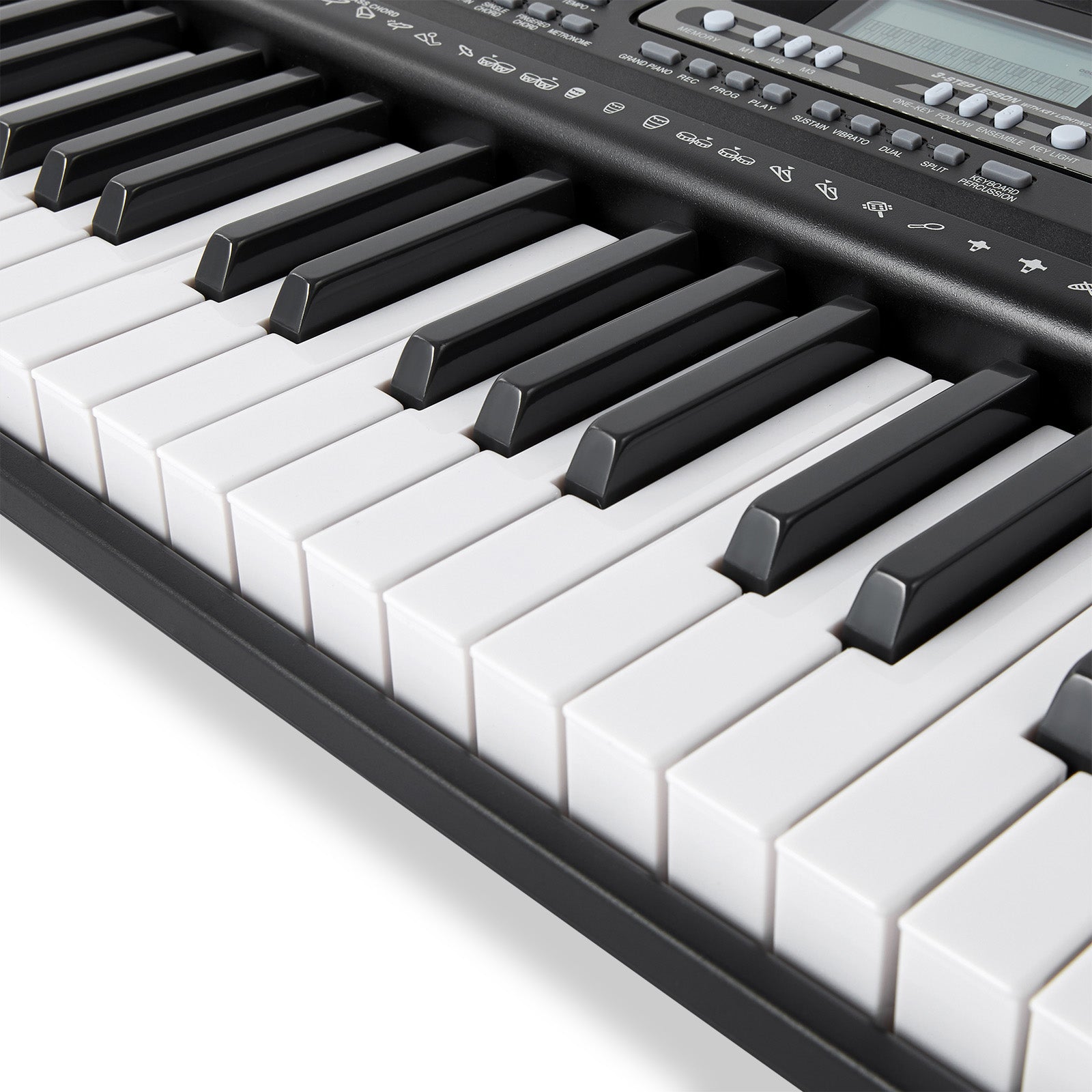 MUSTAR MEKS-500, 61 Key Piano Keyboard, Learning Electric Piano Keyboard, Lighted Up Keys, Teaching Modes, Corded Electric and Battery Powered, for Beginners Black, Gifts