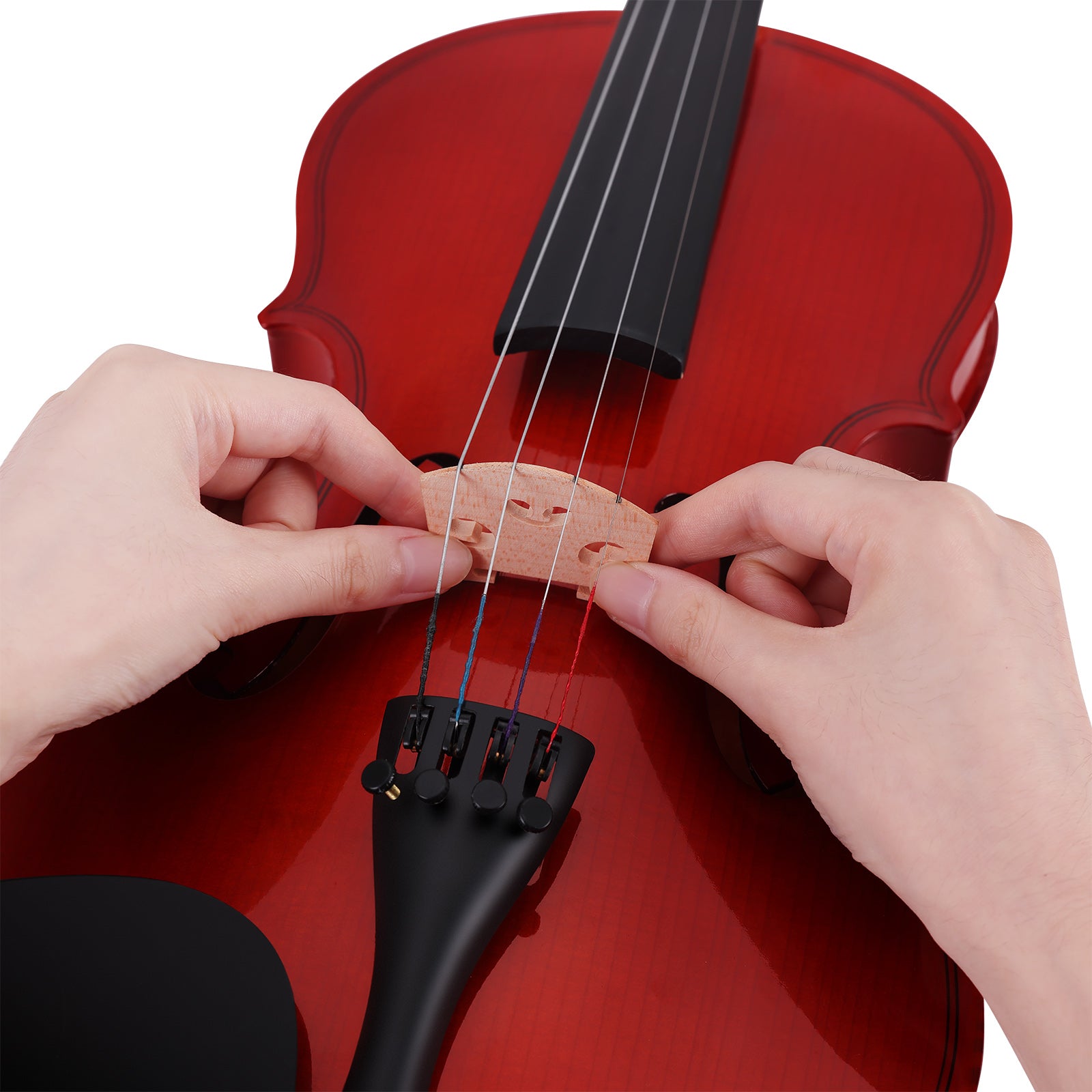MUSTAR V100, 4/4 Violin for Beginners, Red-brown, Full Set with Bow, Rosins, Hard Case, Mute, Fingerboard Stickers, Shoulder Rest