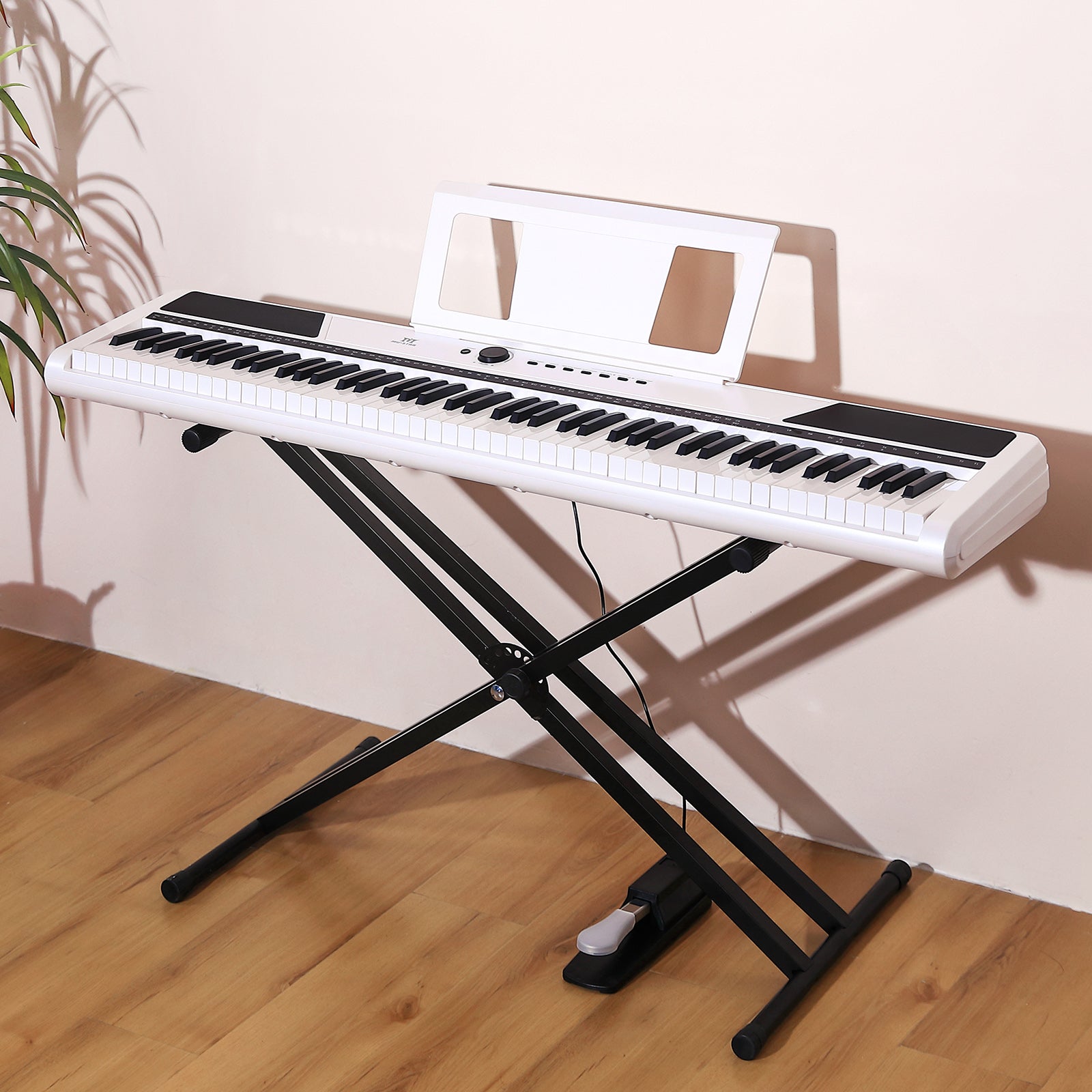 MUSTAR MEP-1400, 88 keys Digital Piano, Semi Weighted Keyboard Piano, Electronic Keyboards for Beginners, Sustain Pedal, USB/MIDI/Bluetooth, ABS, 128 Rhythms, 2 built-in 25W Stereo Speakers, White