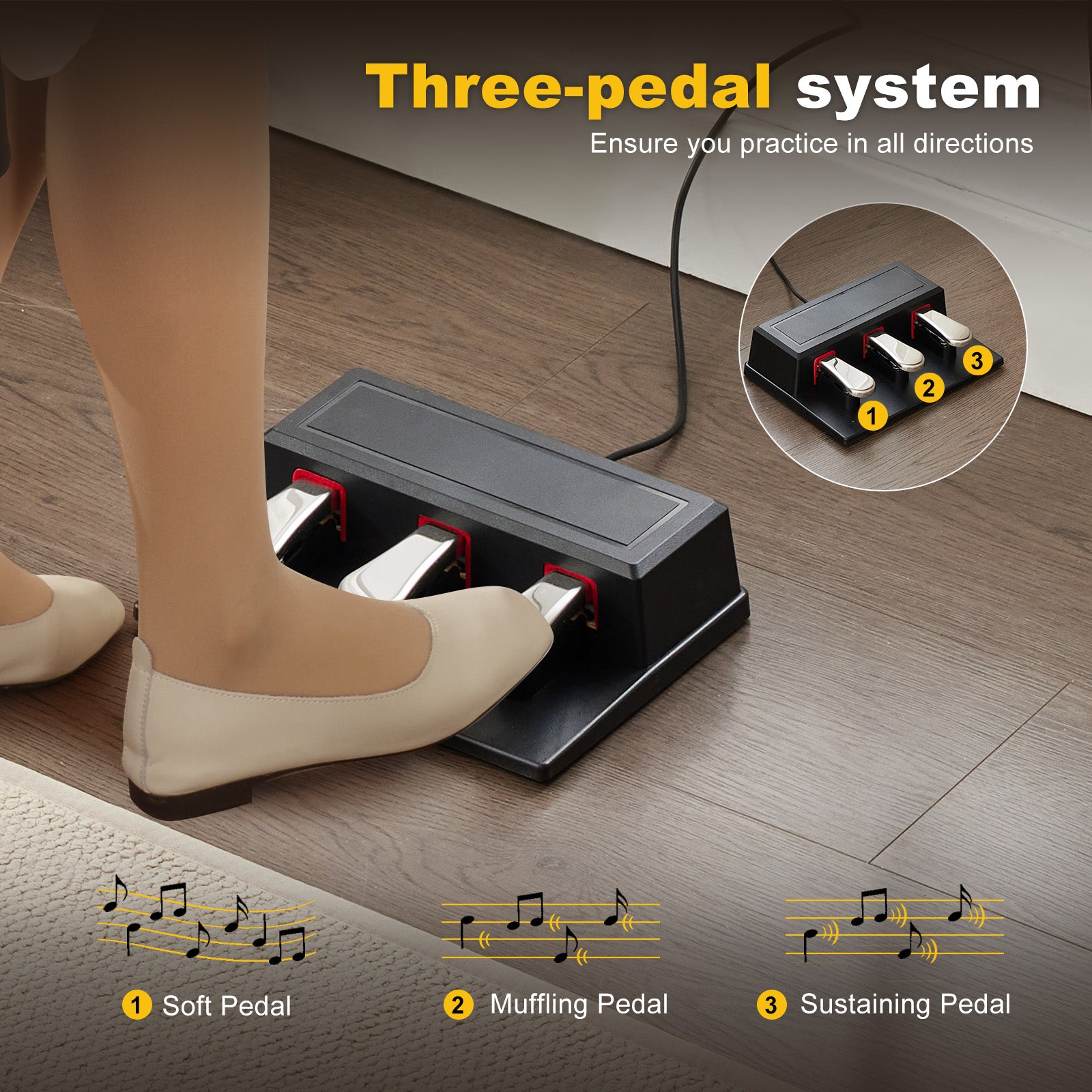 MUSTAR MDP-2100, 88 Semi Weighted Key Digital Piano, Electronic Keyboards, Bluetooth/ MIDI,3 Pedals, 80 demo 600 rhythms 800 tones