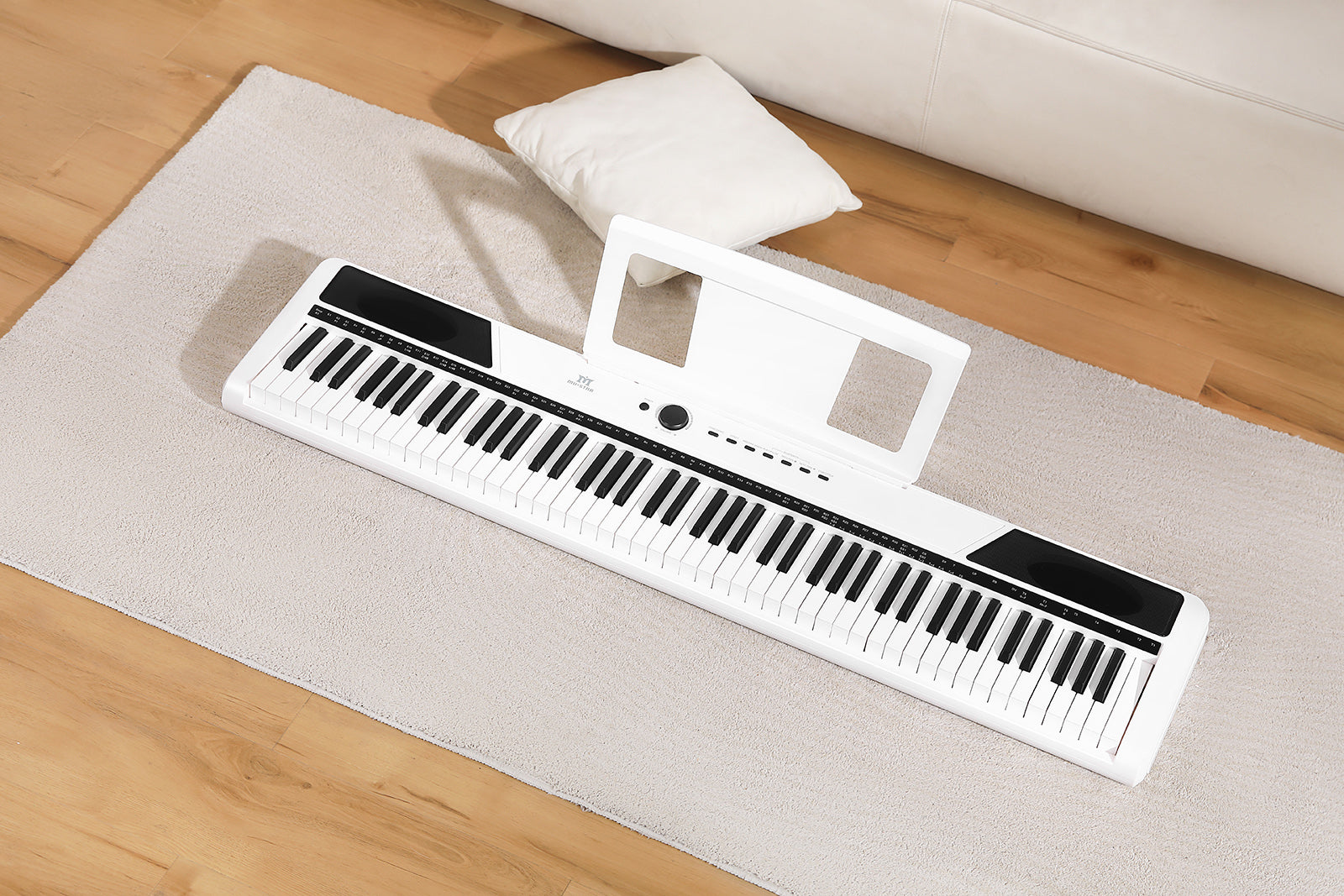 MUSTAR MEP-1400, 88 keys Digital Piano, Semi Weighted Keyboard Piano, Electronic Keyboards for Beginners, Sustain Pedal, USB/MIDI/Bluetooth, ABS, 128 Rhythms, 2 built-in 25W Stereo Speakers, White