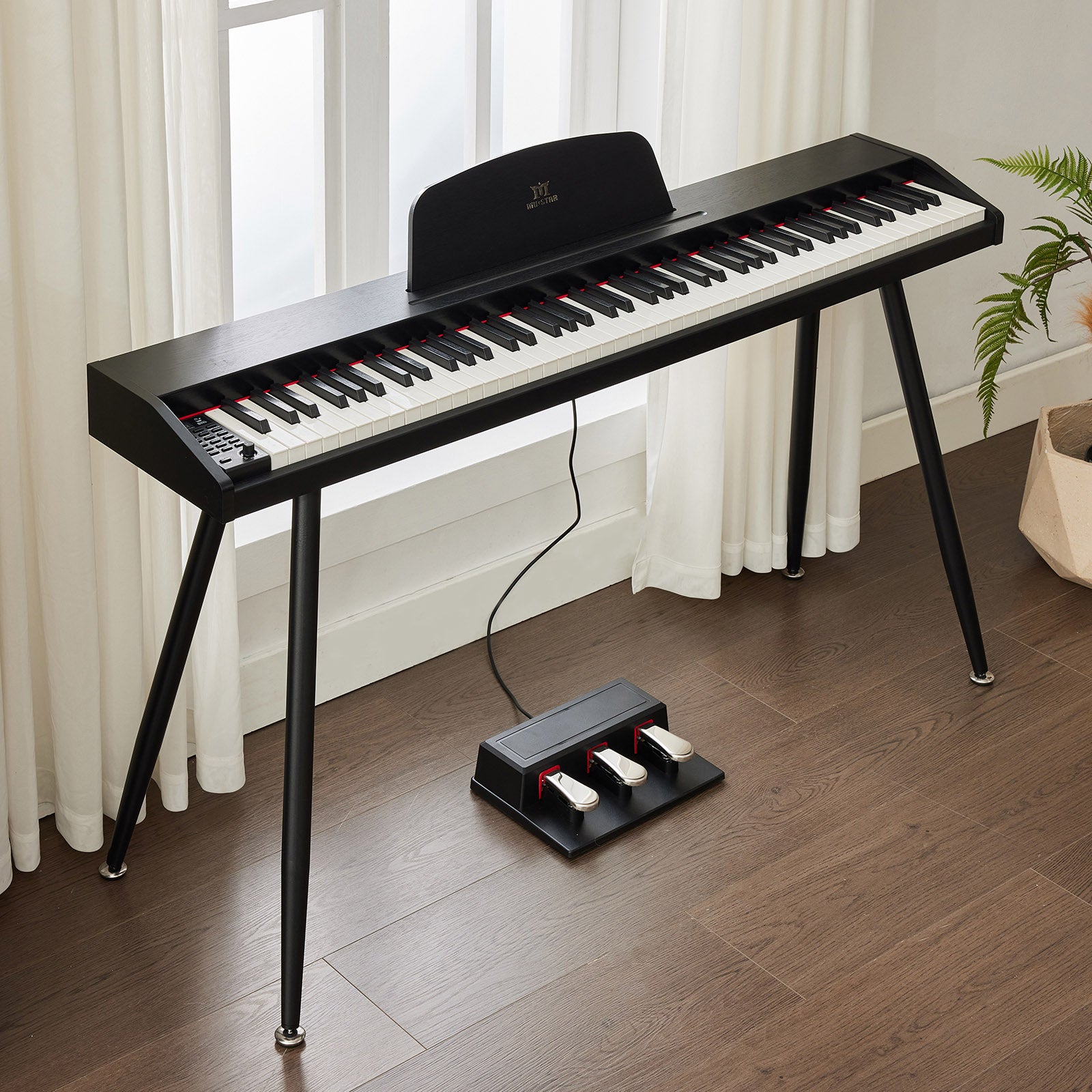 MUSTAR MDP-2100, 88 Semi Weighted Key Digital Piano, Electronic Keyboards, Bluetooth/ MIDI,3 Pedals, 80 demo 600 rhythms 800 tones