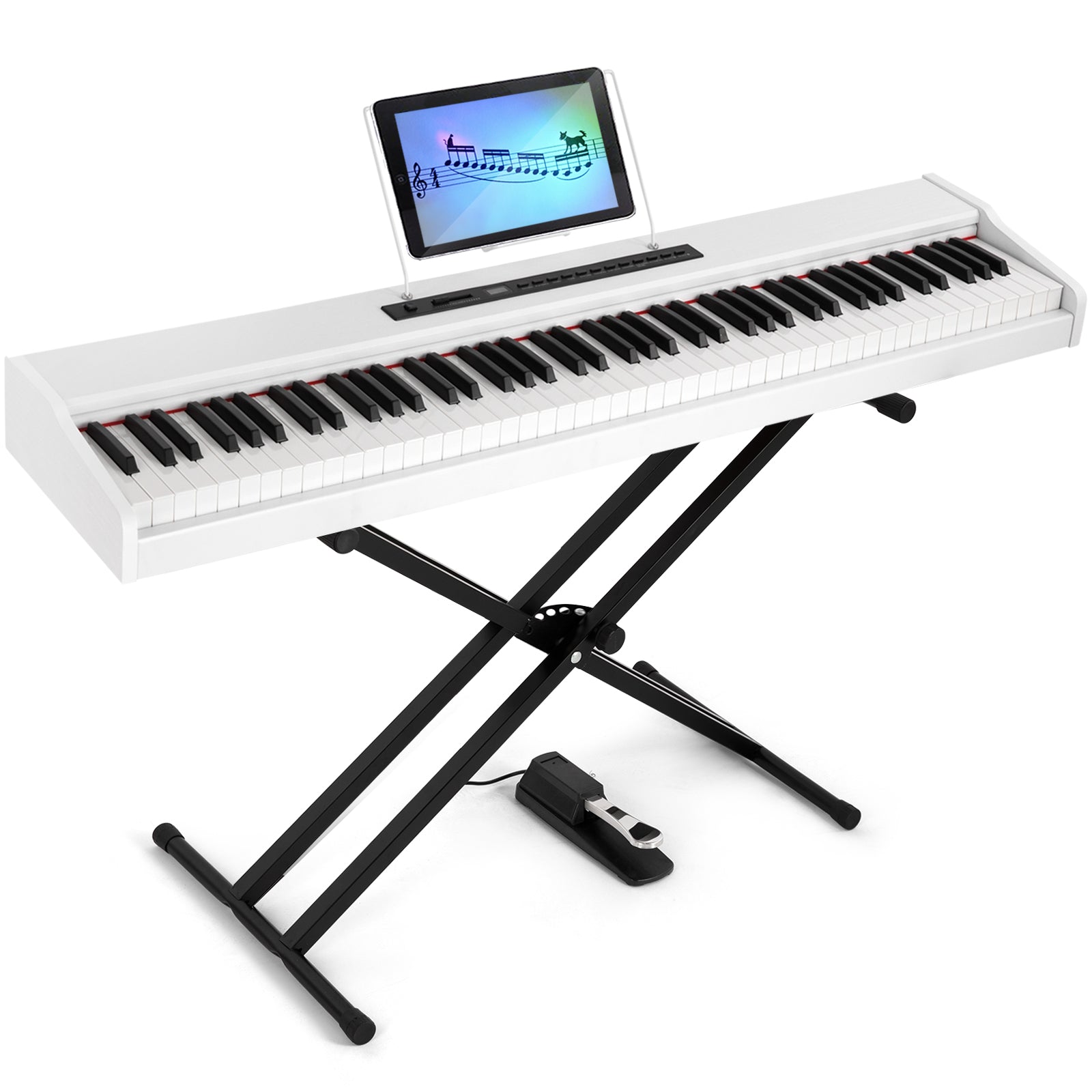 MUSTAR MEP-1000, Digital Piano 88 Keys Electronic Keyboards, Semi Weighted Electric Piano, Bluetooth Connection, Sustain Pedal, White