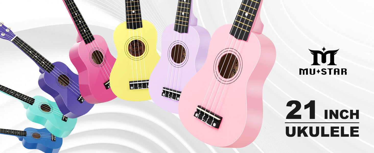 MUSTAR MU-1900, 21 Inch Soprano Ukulele for Beginners Kids Yellow