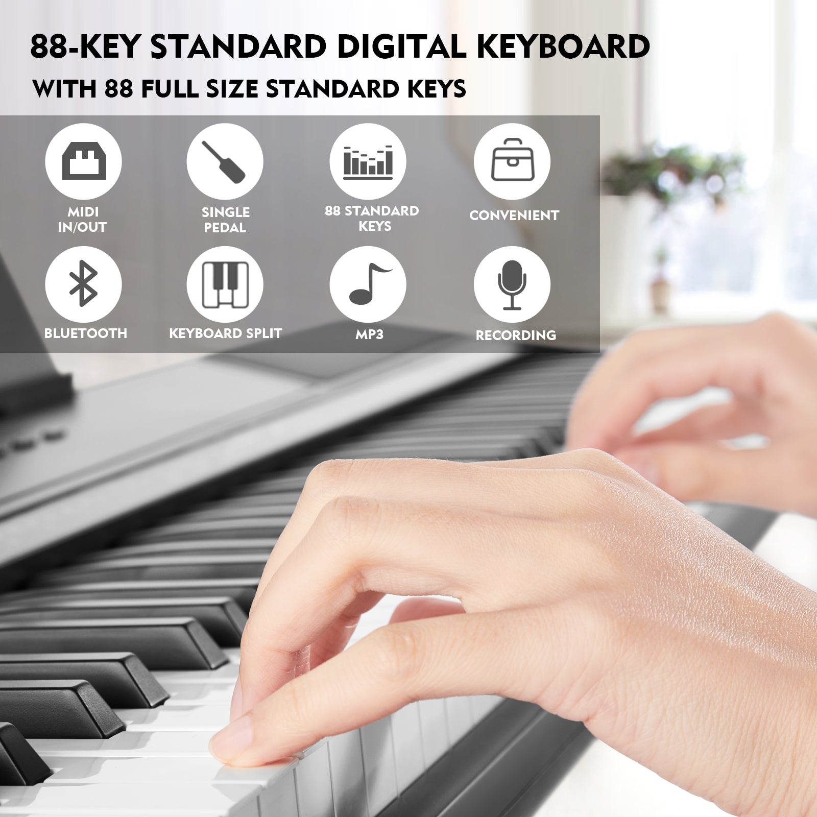 Best Choice Products 88-Key Full Size Digital Piano Electronic Keyboard Set  for All Experience Levels w/Semi-Weighted Keys, Stand, Sustain Pedal