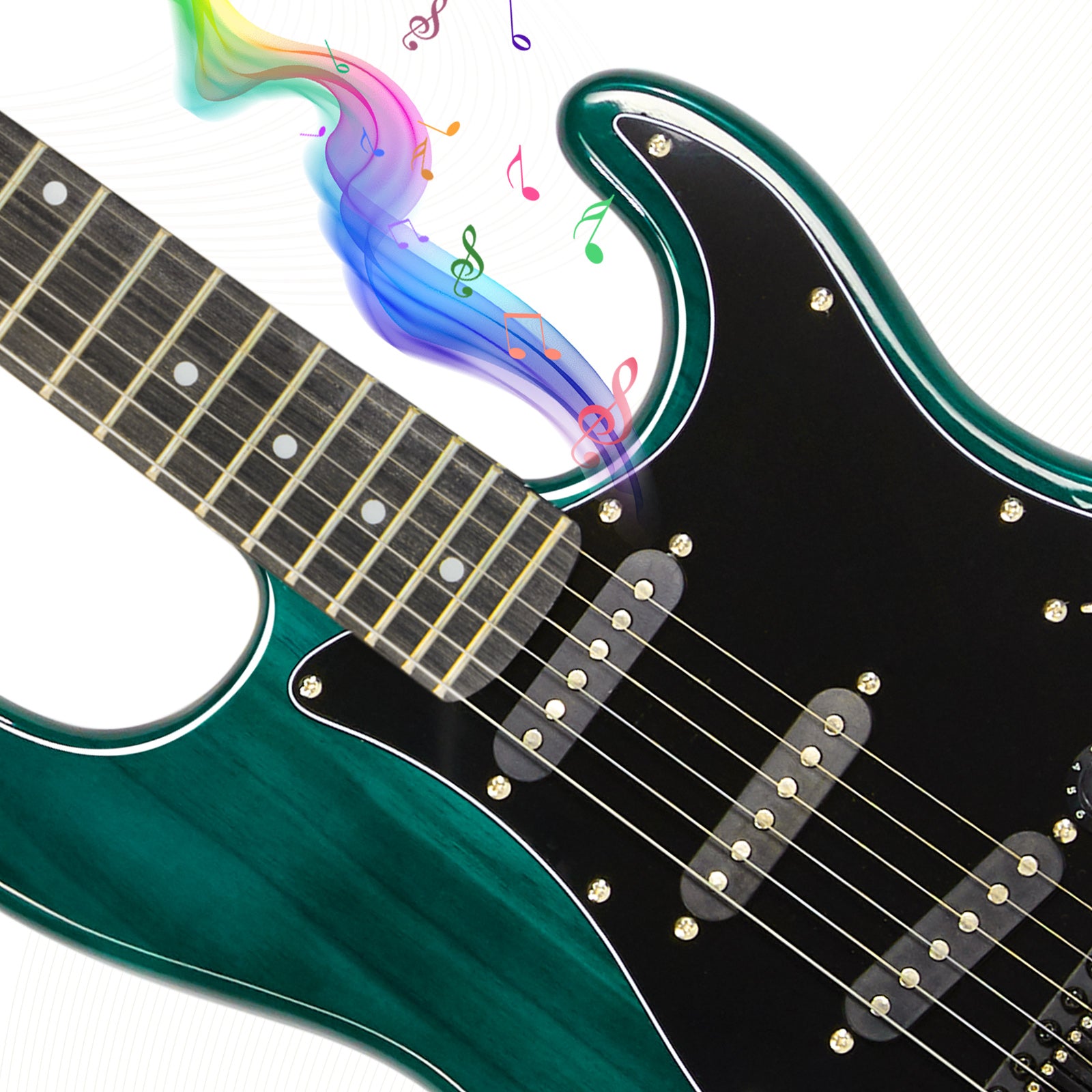 MUSTAR MEG-100, Electric Guitar Kit with 25W Amplifier, Solid Wood Electric Guitar Kits Beginner(Ripple Green)