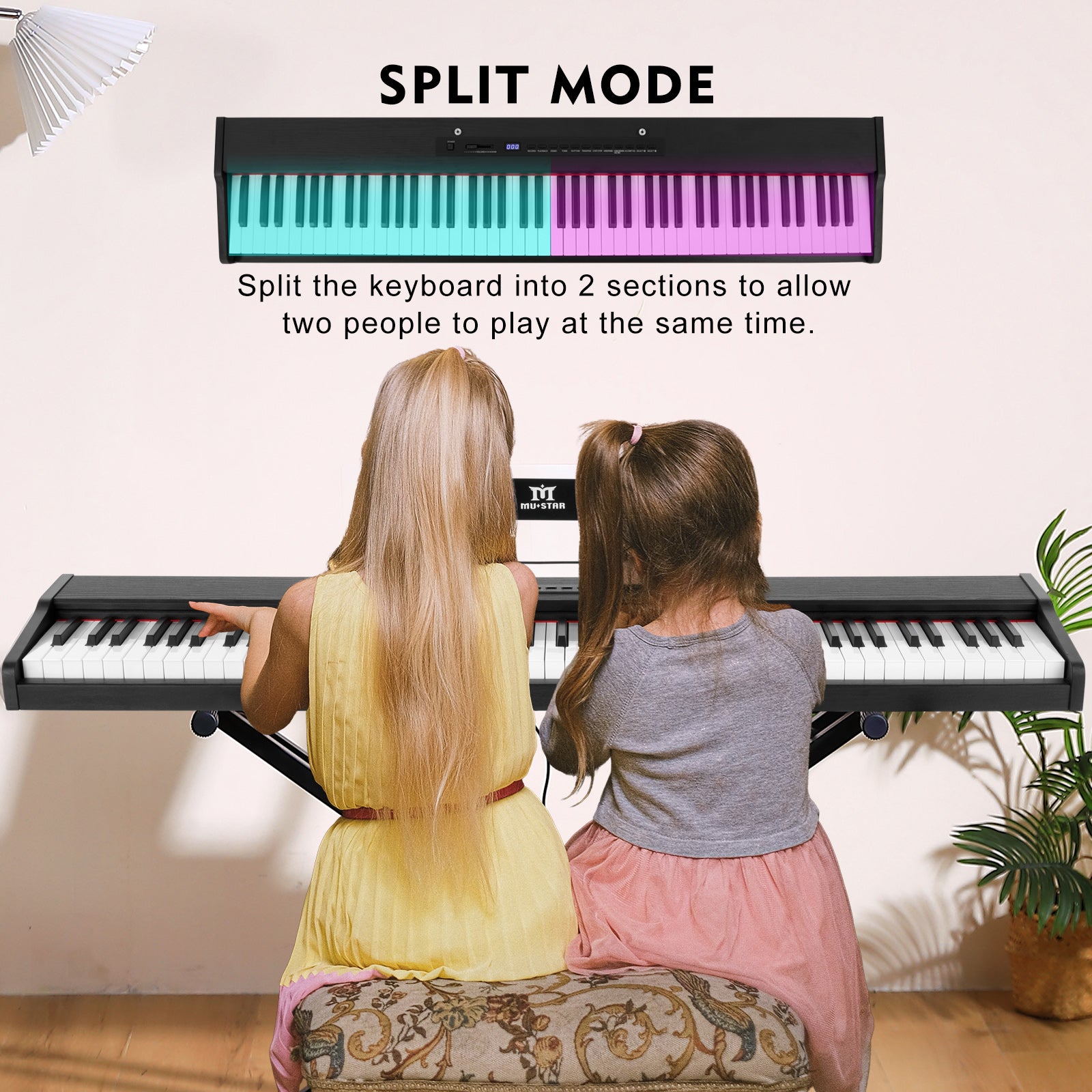 MUSTAR MEP-900, Digital Piano 88 Keys Electronic Keyboards, Semi Weighted Electric Piano, Bluetooth Connection, Sustain Pedal, Black