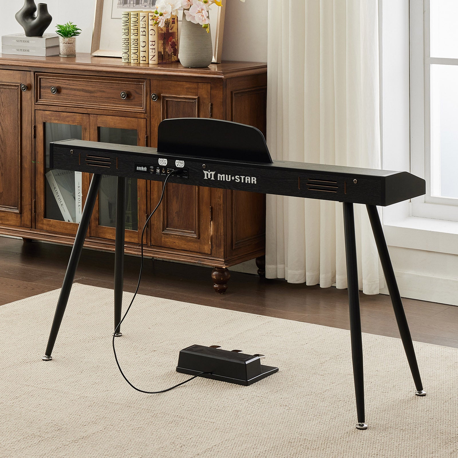 MUSTAR MDP-2100, 88 Semi Weighted Key Digital Piano, Electronic Keyboards, Bluetooth/ MIDI,3 Pedals, 80 demo 600 rhythms 800 tones