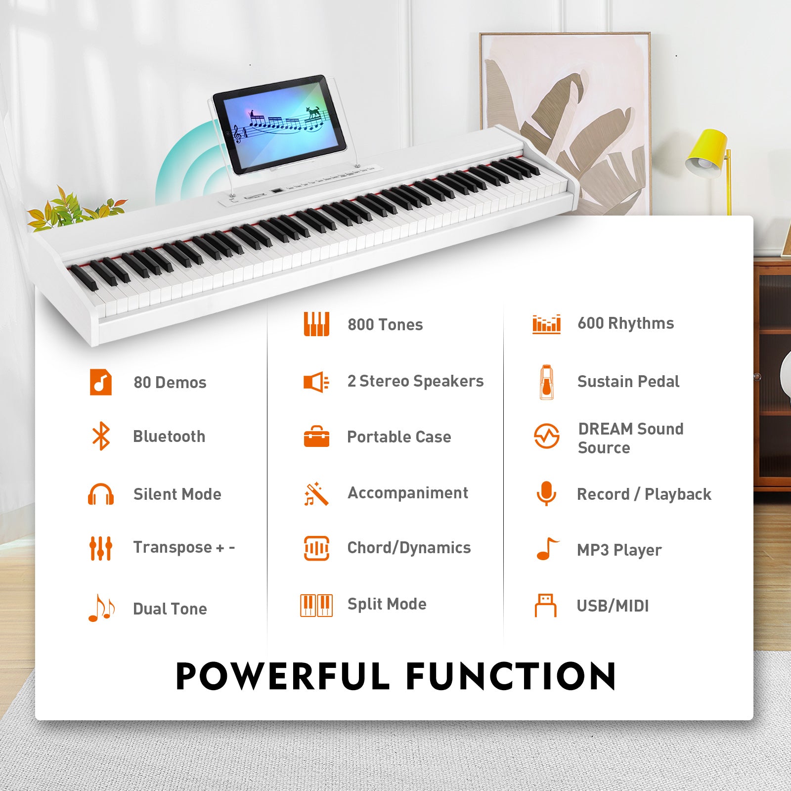 MUSTAR MEP900, Best Beginner Keyboard Piano, Digital Piano 88 Key Keyboard, Portable & Bluetooth Enabled for Kids & Adults