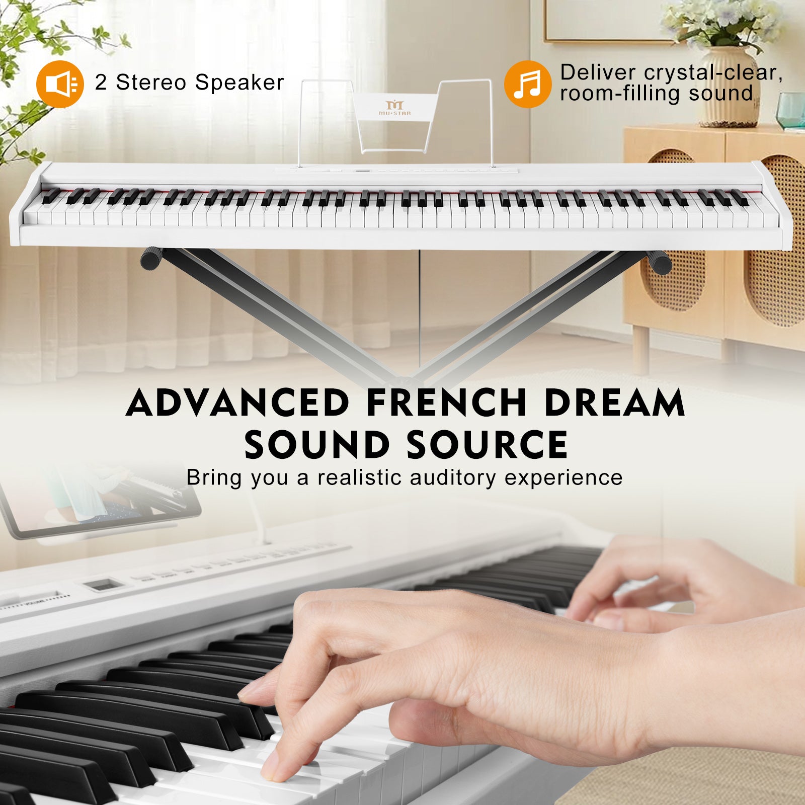 MUSTAR MEP900, Best Beginner Keyboard Piano, Digital Piano 88 Key Keyboard, Portable & Bluetooth Enabled for Kids & Adults