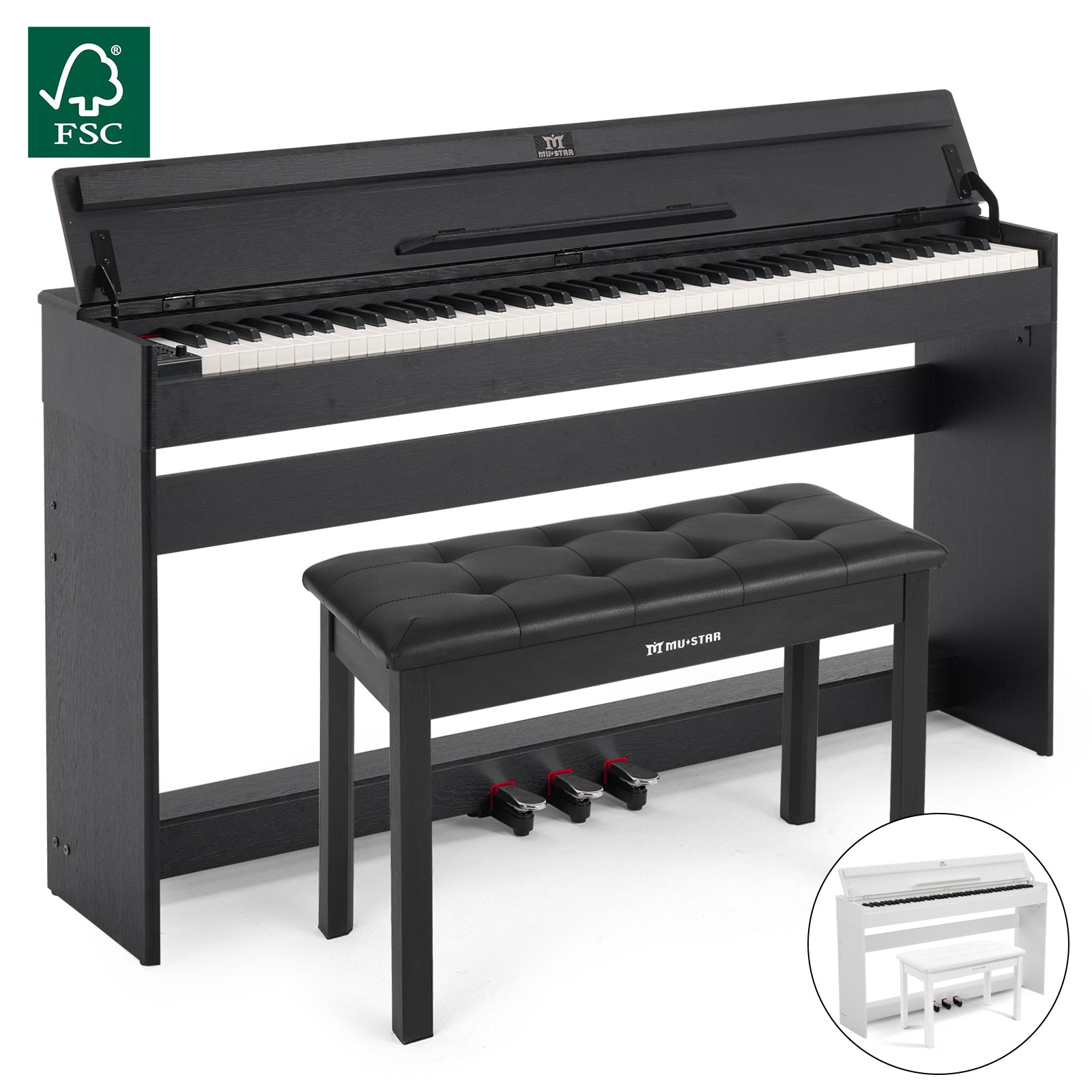 MUSTAR MDP-3300, 88 keys Upright Digital Piano, Fully Weighted Keyboard Piano, FSC Wooden Electronic Keyboards for Beginners