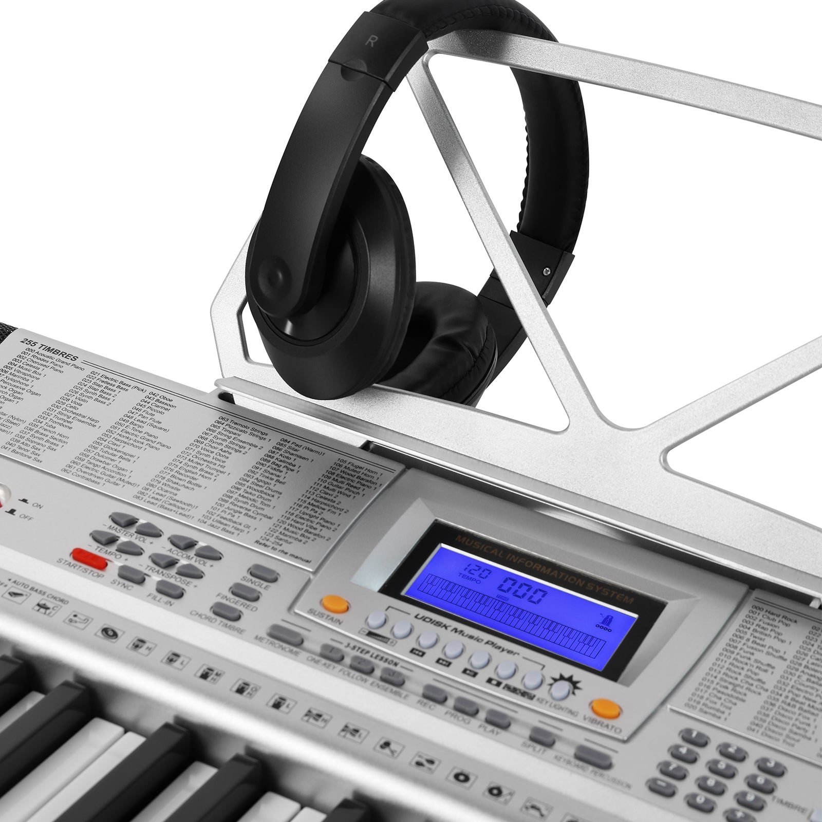 MUSTAR MEKS-400, 61 Key Piano Keyboard, Learning Electric Piano Keyboard with Lighted Up Keys for Beginners Grey