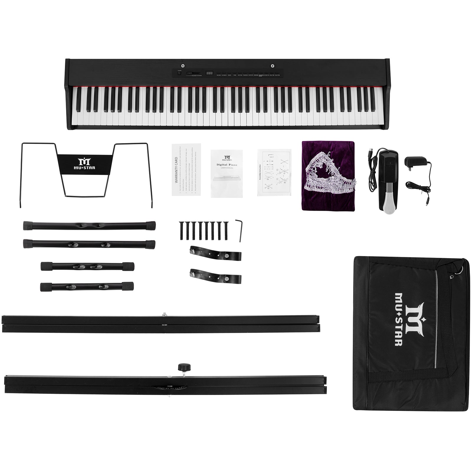 MUSTAR MEP-900, Digital Piano 88 Keys Electronic Keyboards, Semi Weighted Electric Piano, Bluetooth Connection, Sustain Pedal, Black