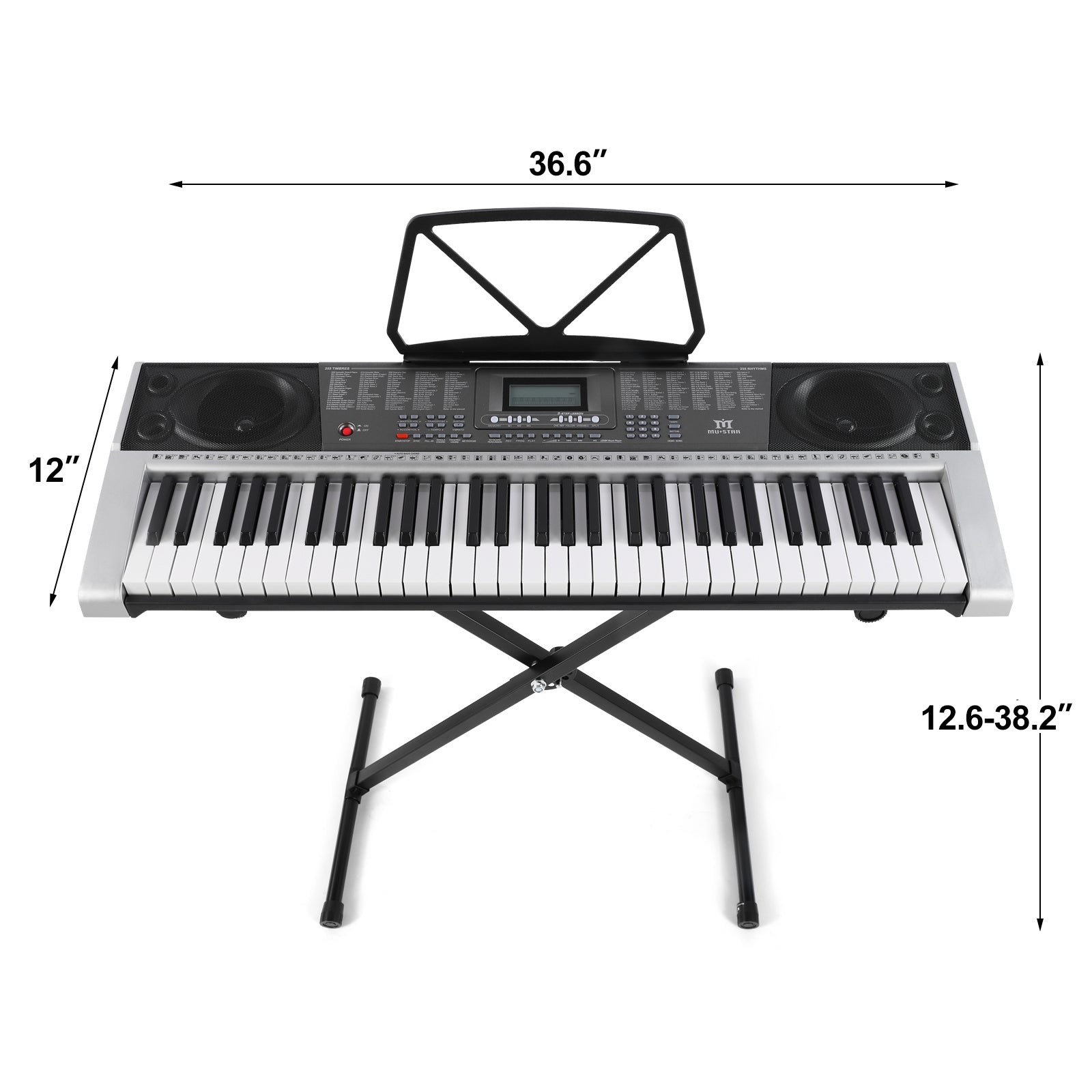 MUSTAR MEK-300, 61 Key Piano Keyboard, Electric Keyboard Piano with Stand for Beginners