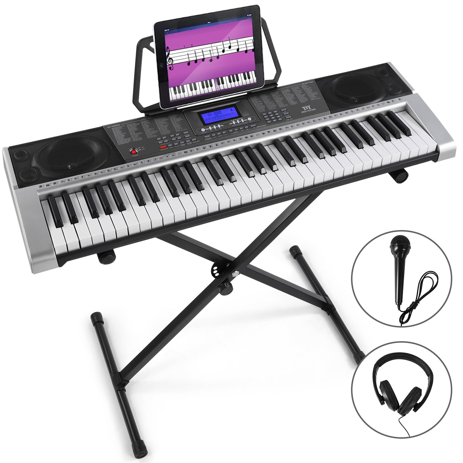 MUSTAR MEK-300, 61 Key Piano Keyboard, Electric Keyboard Piano with Stand for Beginners