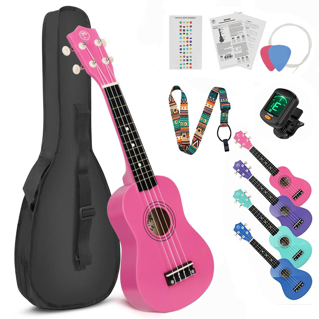 MUSTAR MU-401, 21 Inch Soprano Ukulele for Beginners Kids Pink