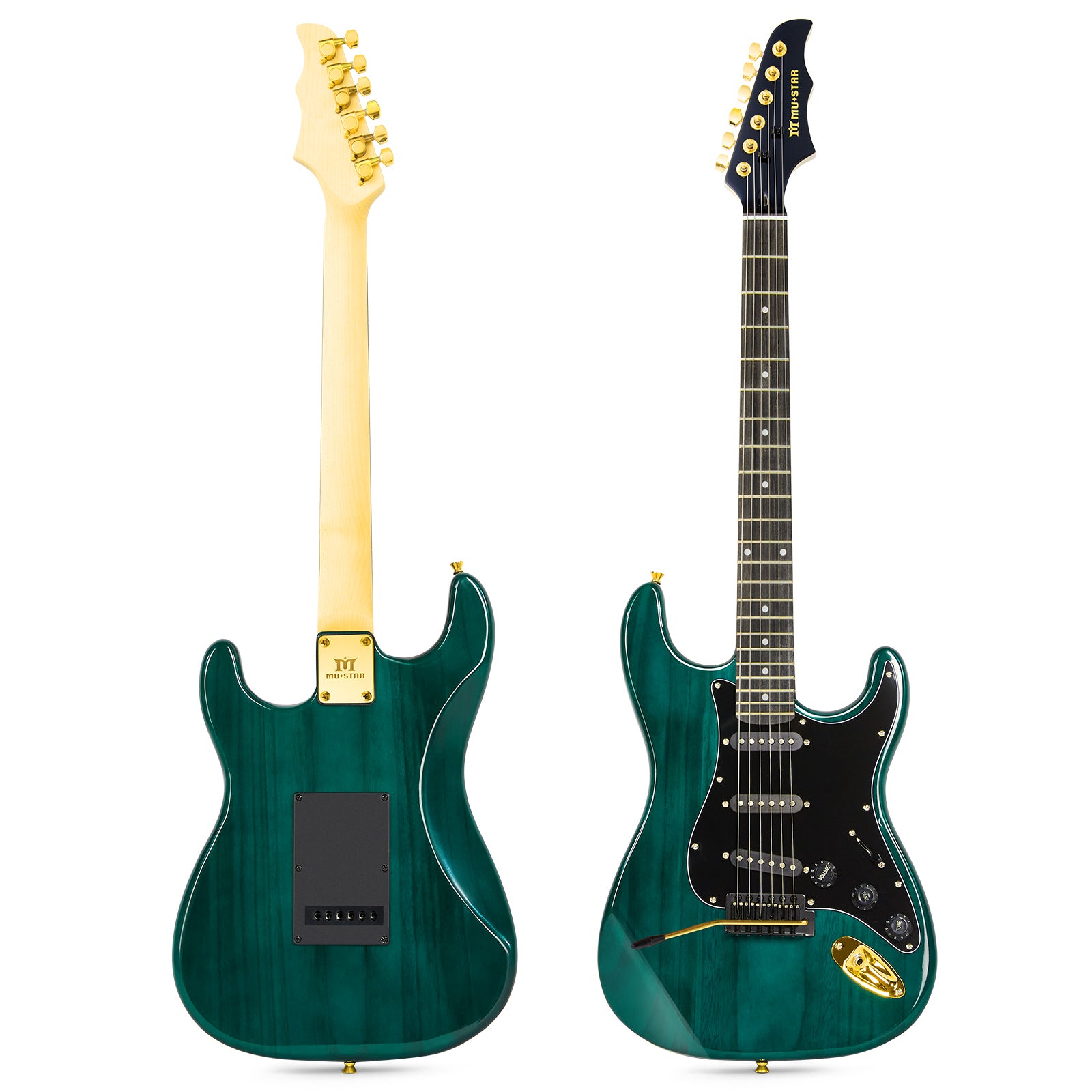 MUSTAR MEG-100, Electric Guitar Kit with 25W Amplifier, Solid Wood Electric Guitar Kits Beginner(Ripple Green)