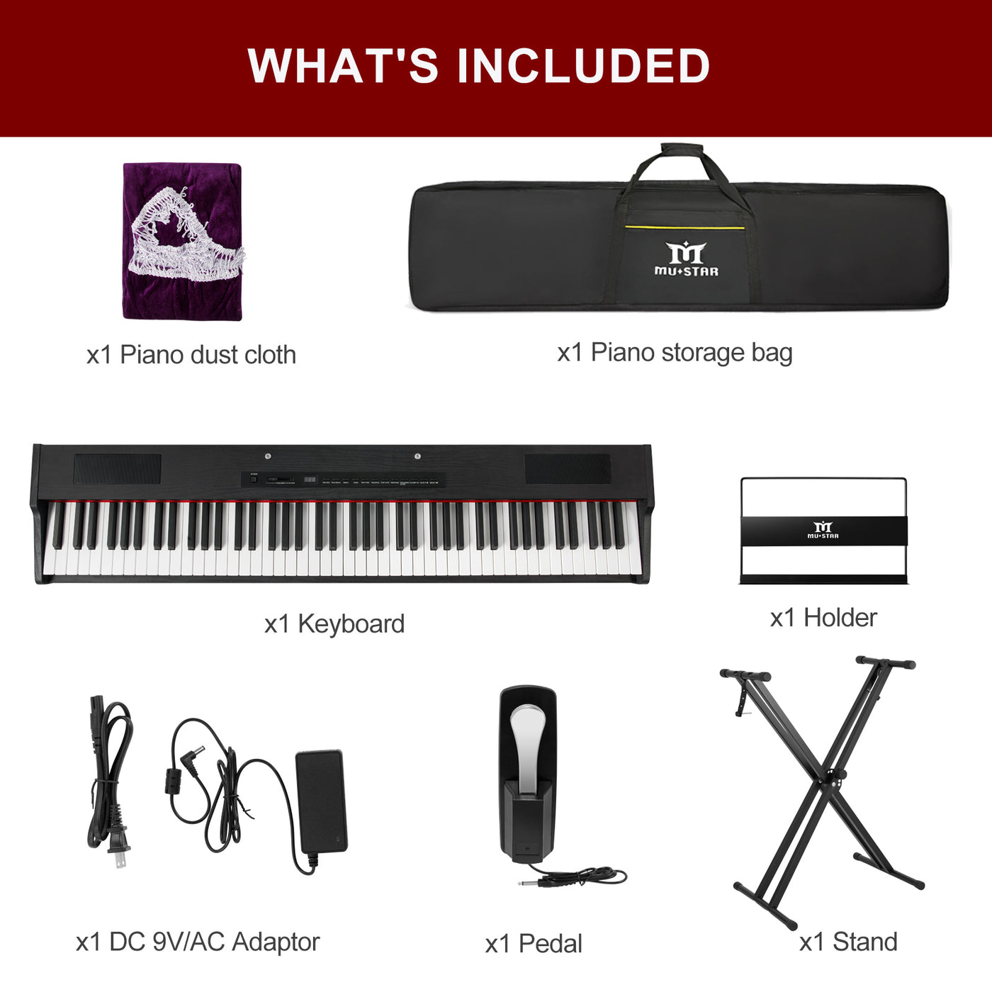 MUSTAR MDP1200, Piano Keyboard 88 Key Weighted Keyboard, Electronic K