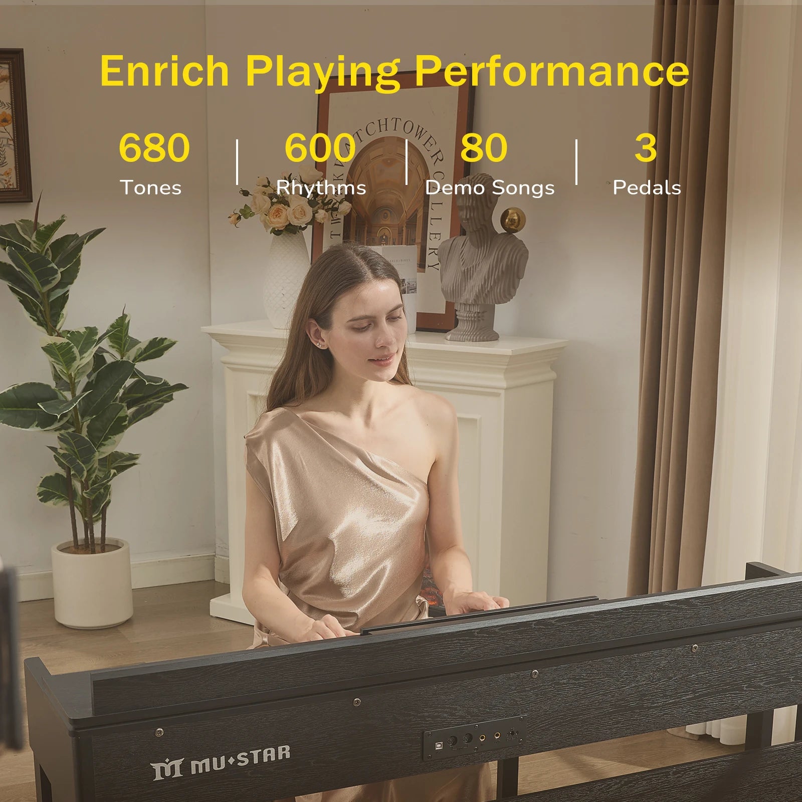 MUSTAR MDP-2700 88-Key Upright Digital Piano | Graded Hammer Action