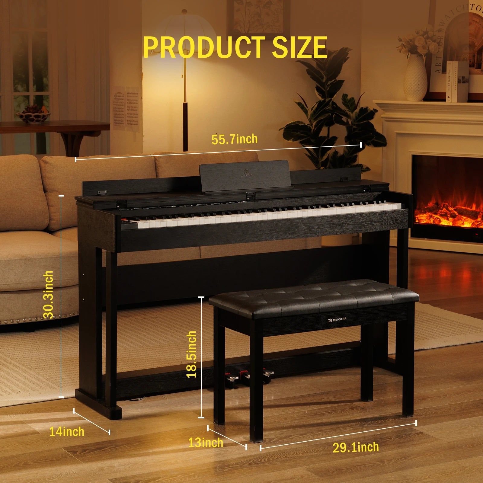 MUSTAR MDP-3000 88-Key Upright Digital Piano | Graded Hammer Action